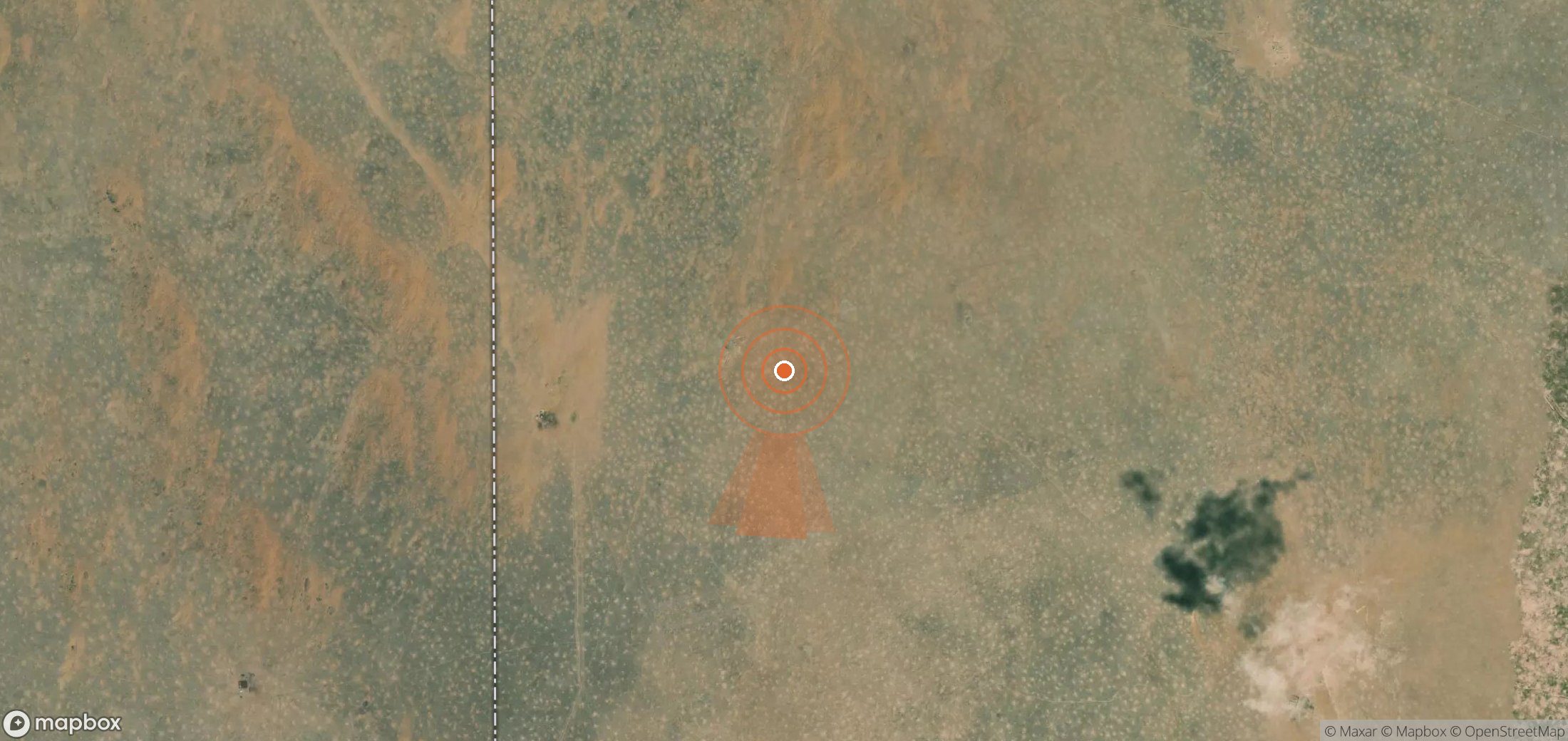 Satellite map of methane plume locations in Turkmenistan