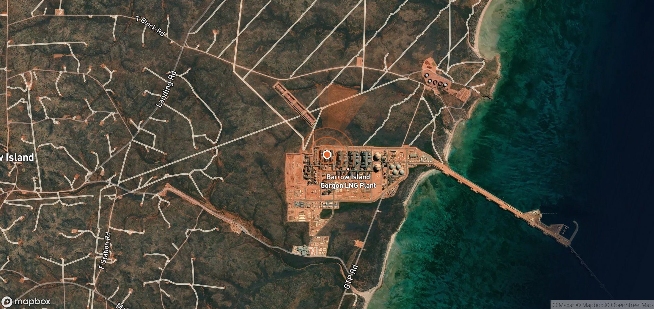 Satellite map of methane plume locations in Australia