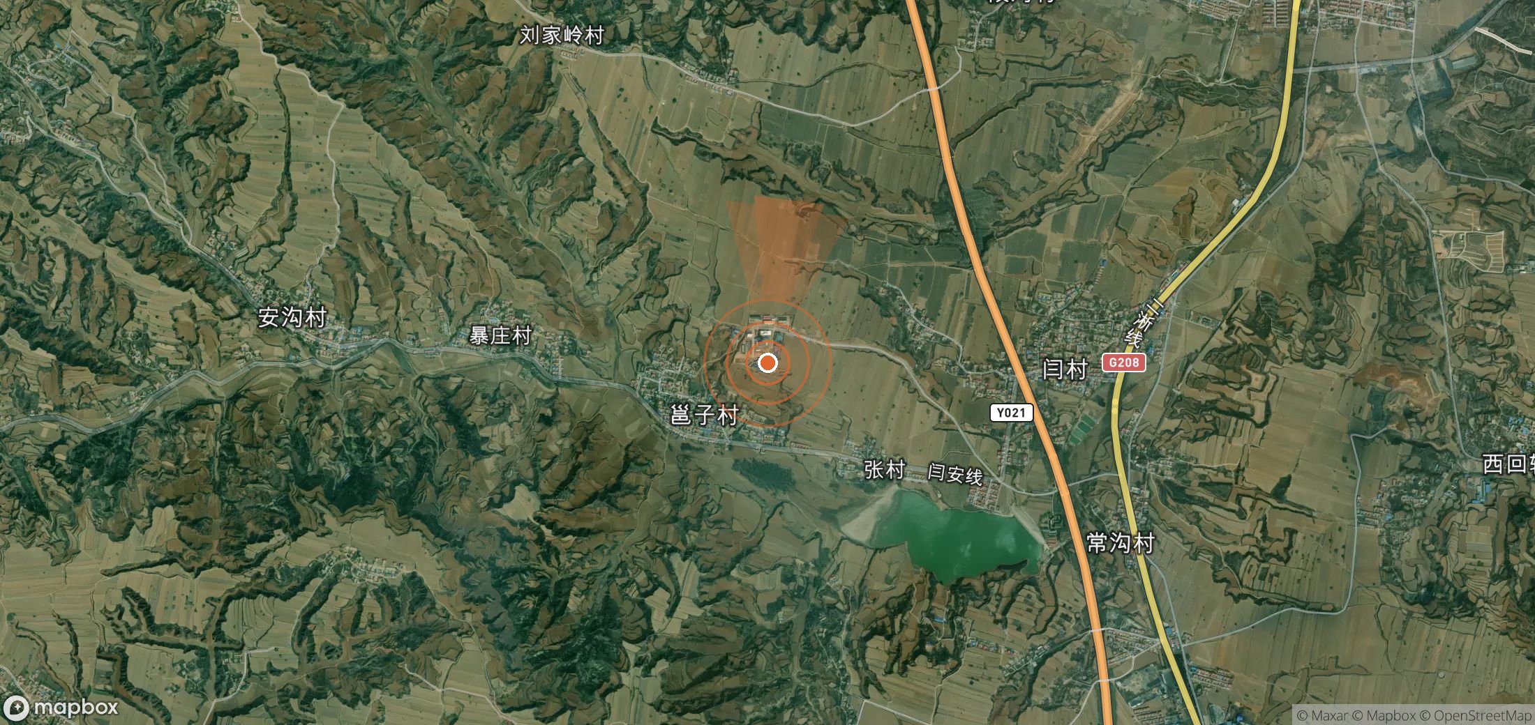 Satellite map of methane plume locations in China