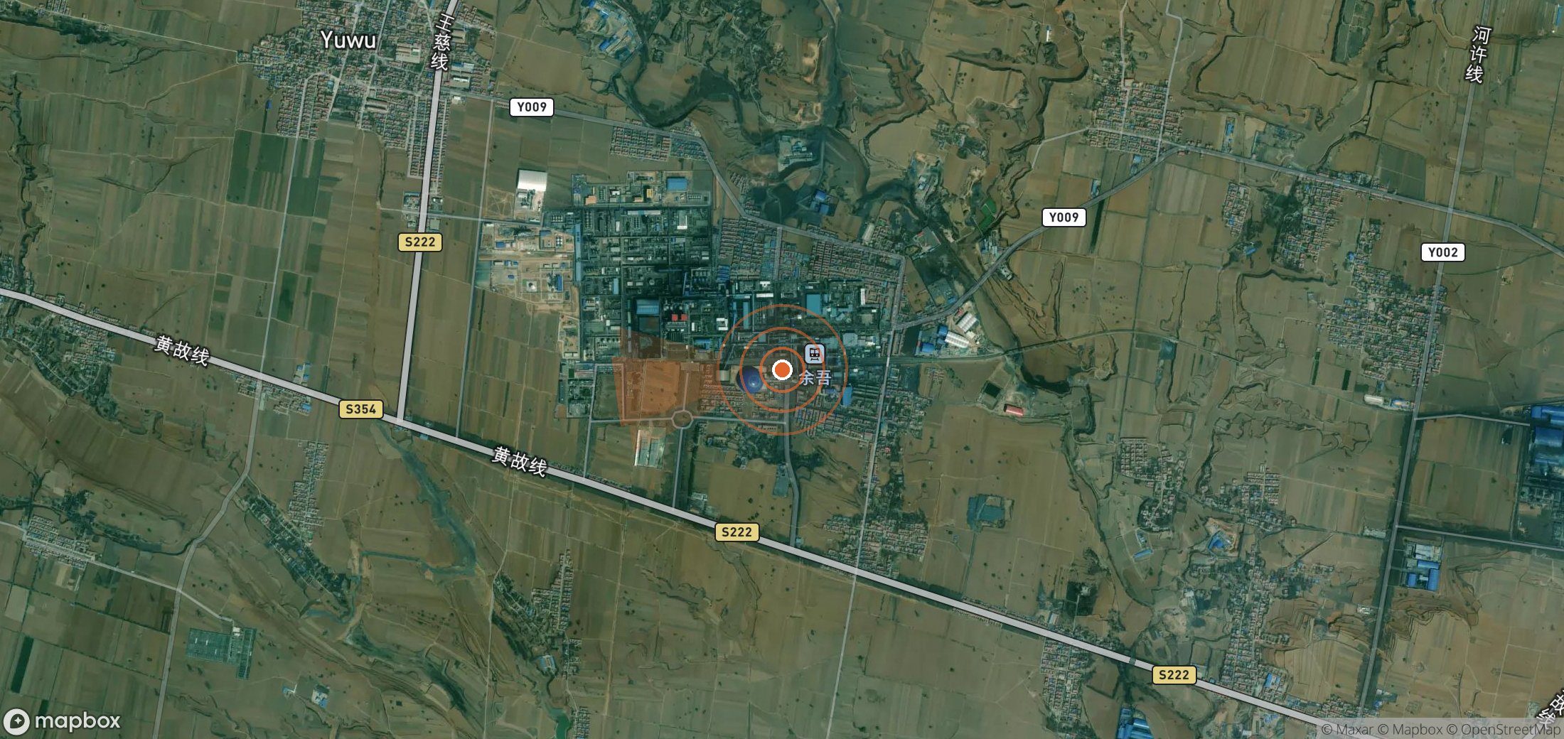 Satellite map of methane plume locations in China