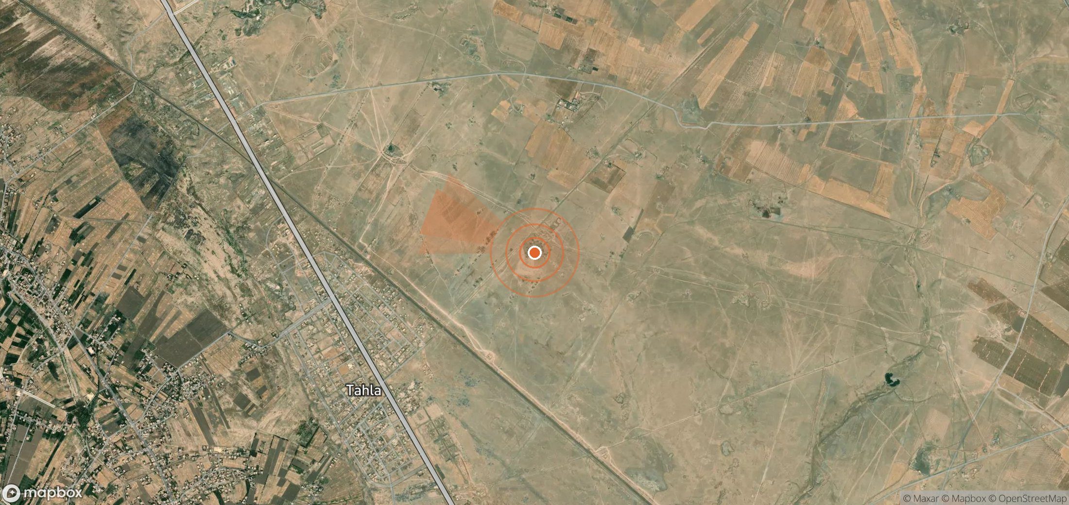 Satellite map of methane plume locations in Syria