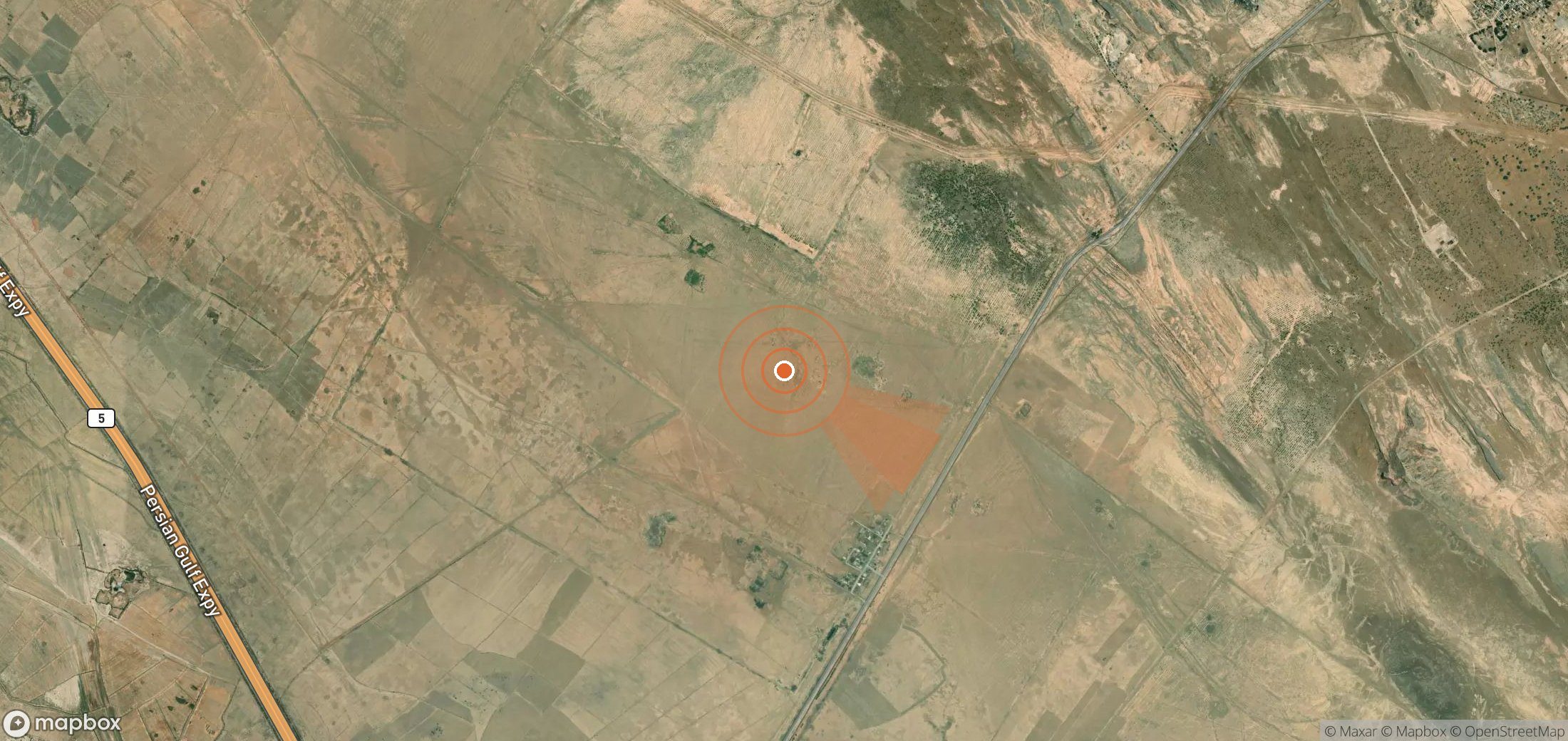 Satellite map of methane plume locations in Iran