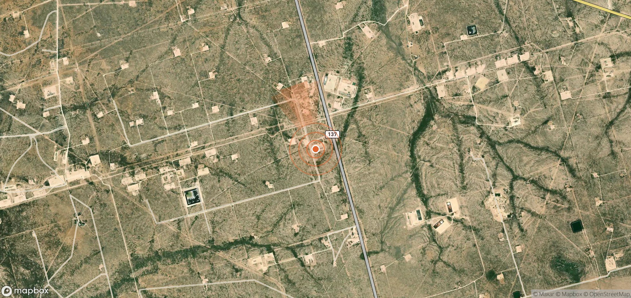 Satellite map of methane plume locations in United States