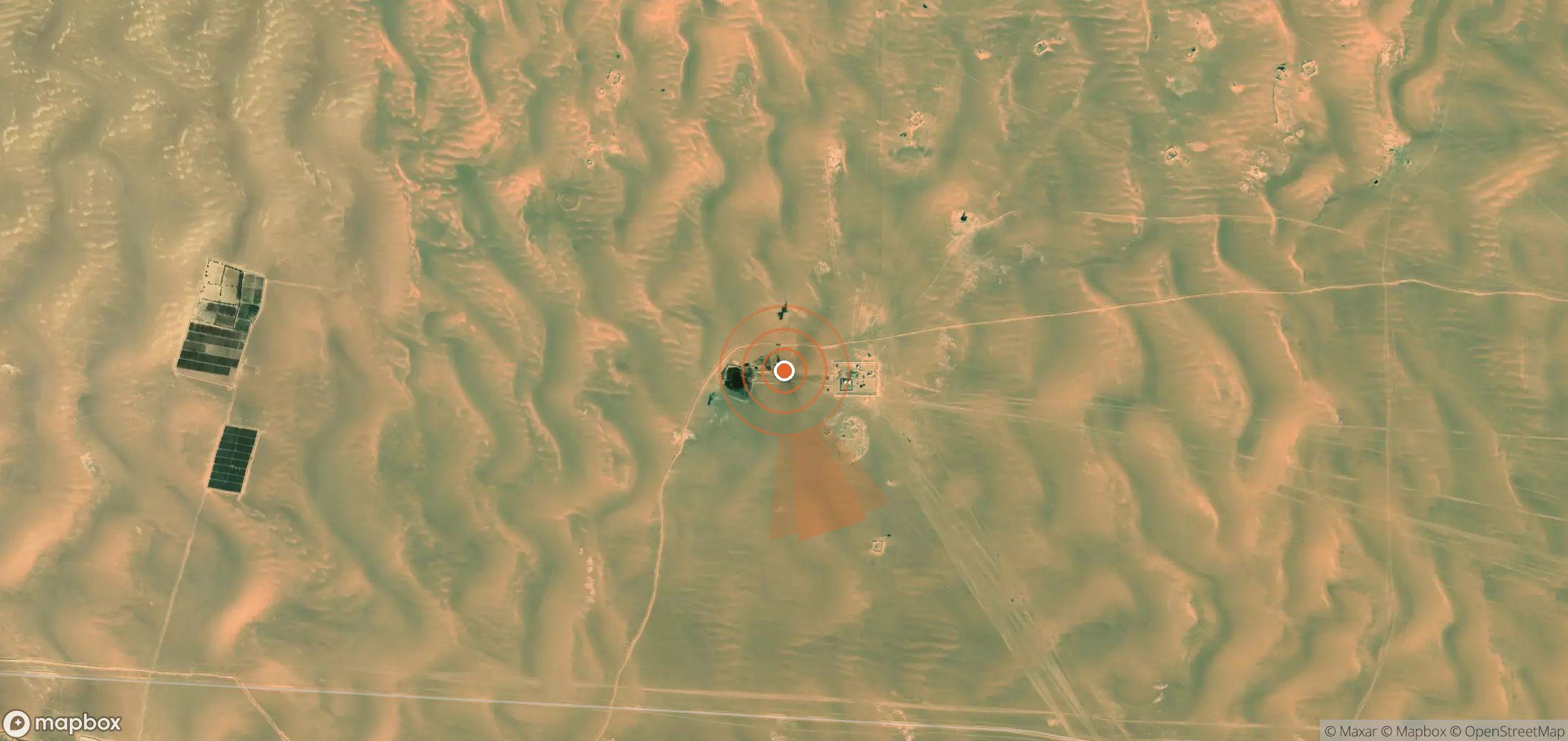 Mapa satelital de plumas de metano en Libia