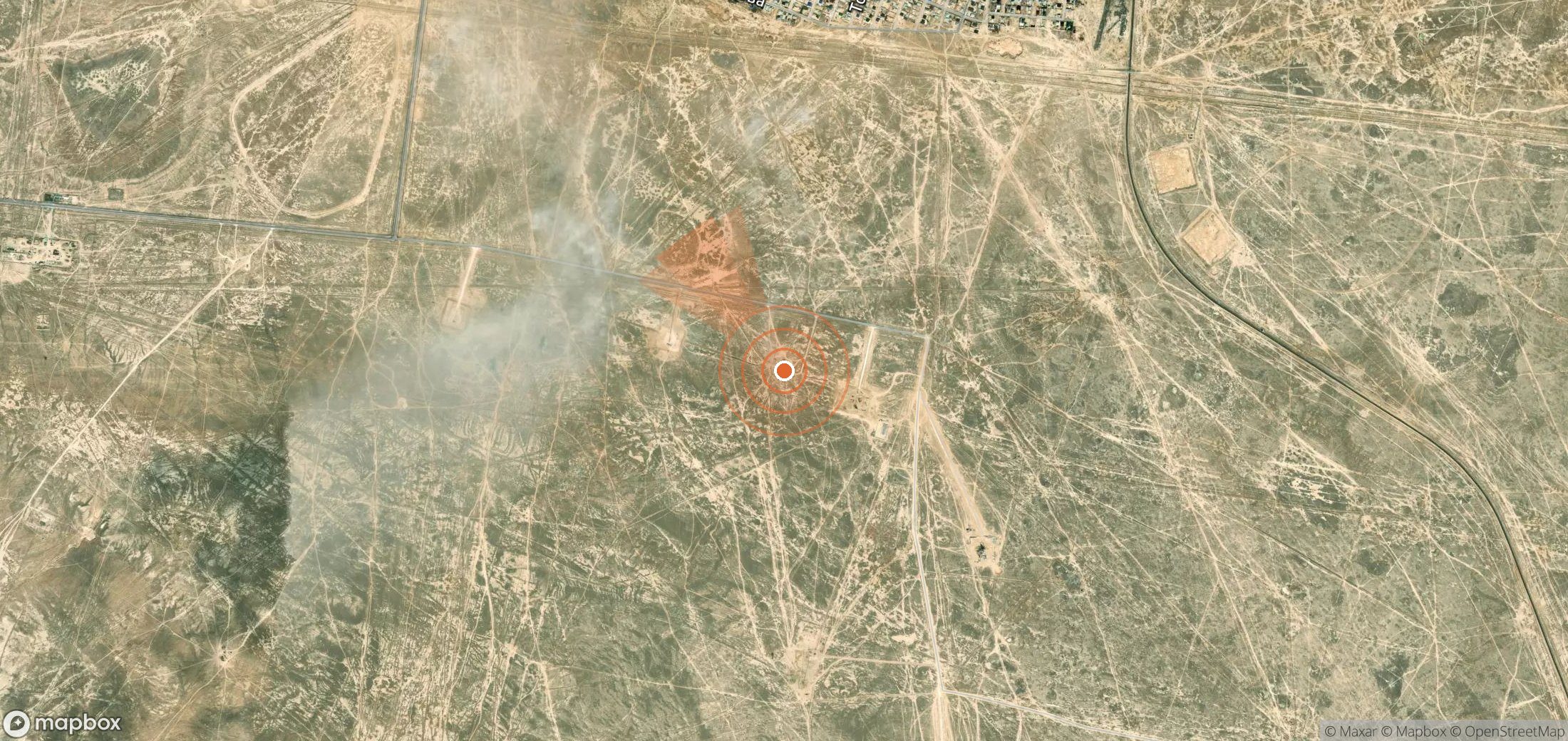 Satellite map of methane plume locations in Kazakhstan