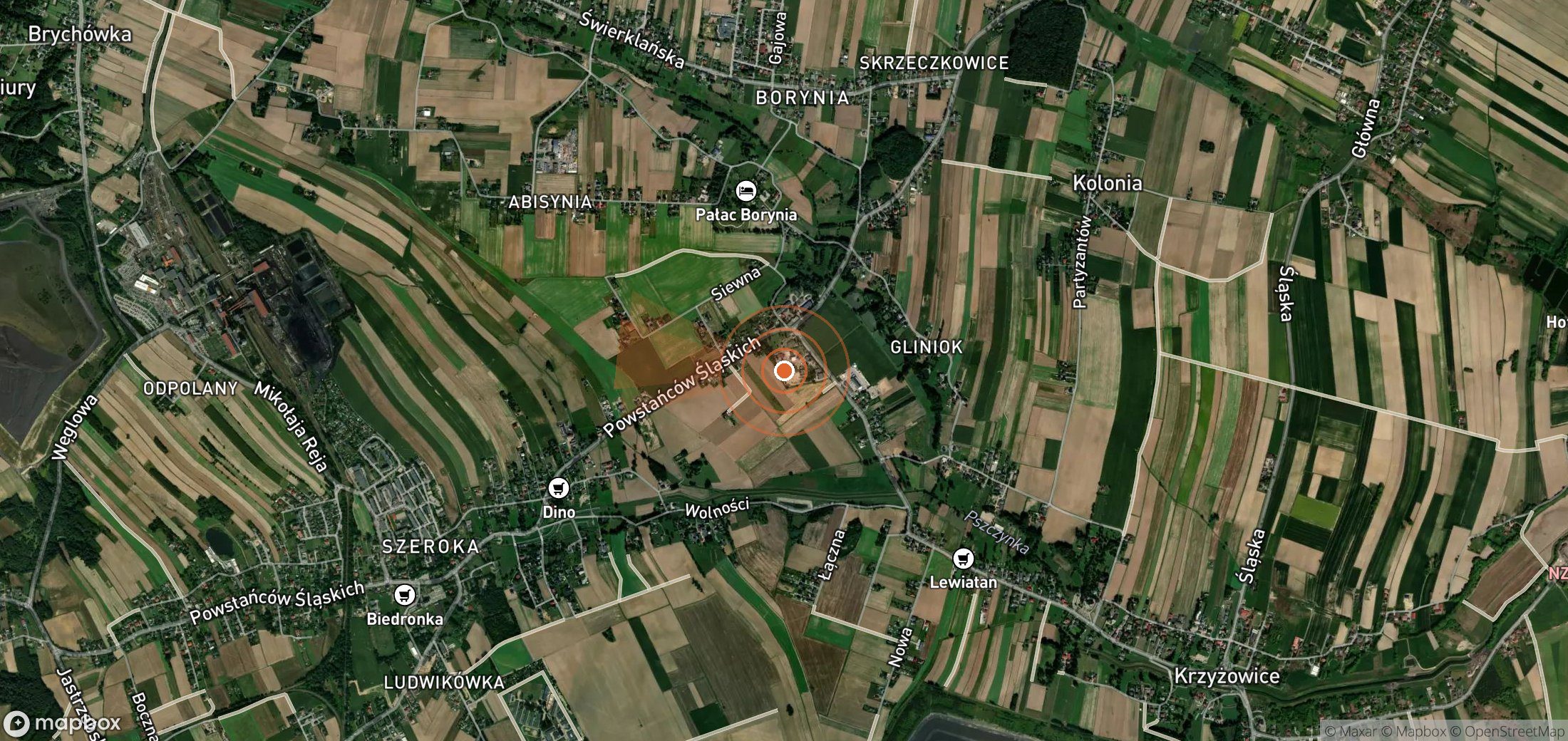 Satellite map of methane plume locations in Poland