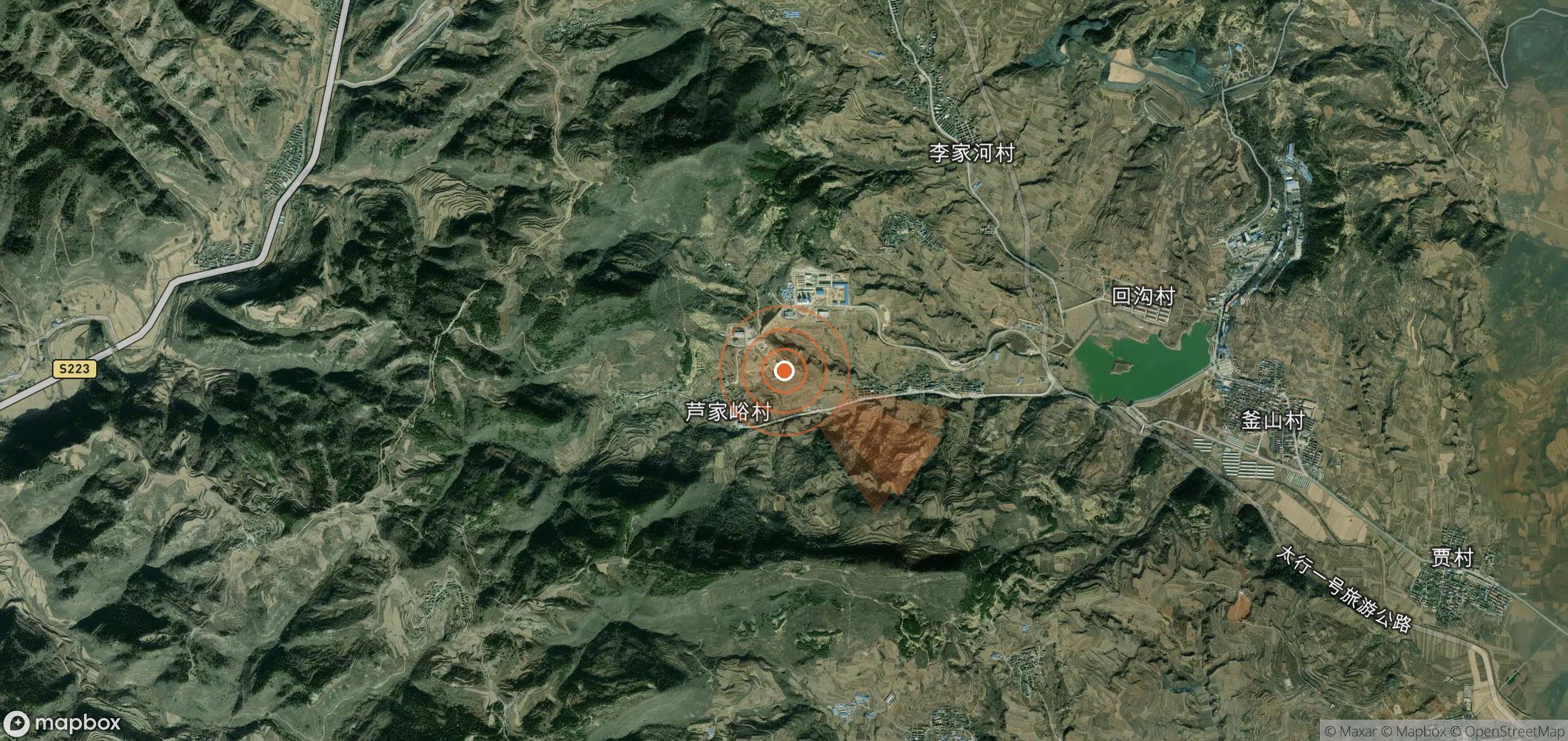 Mapa satelital de plumas de metano en China