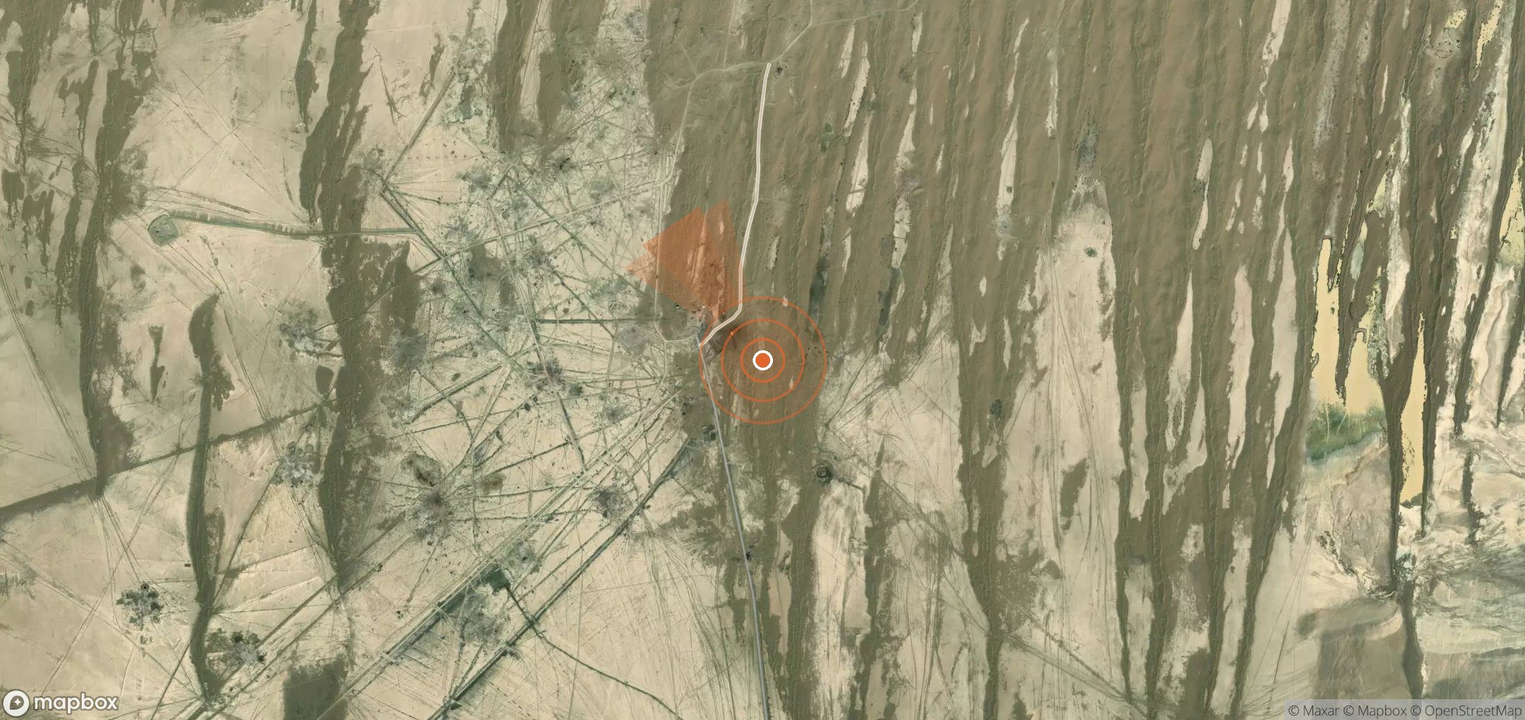Satellite map of methane plume locations in Turkmenistan