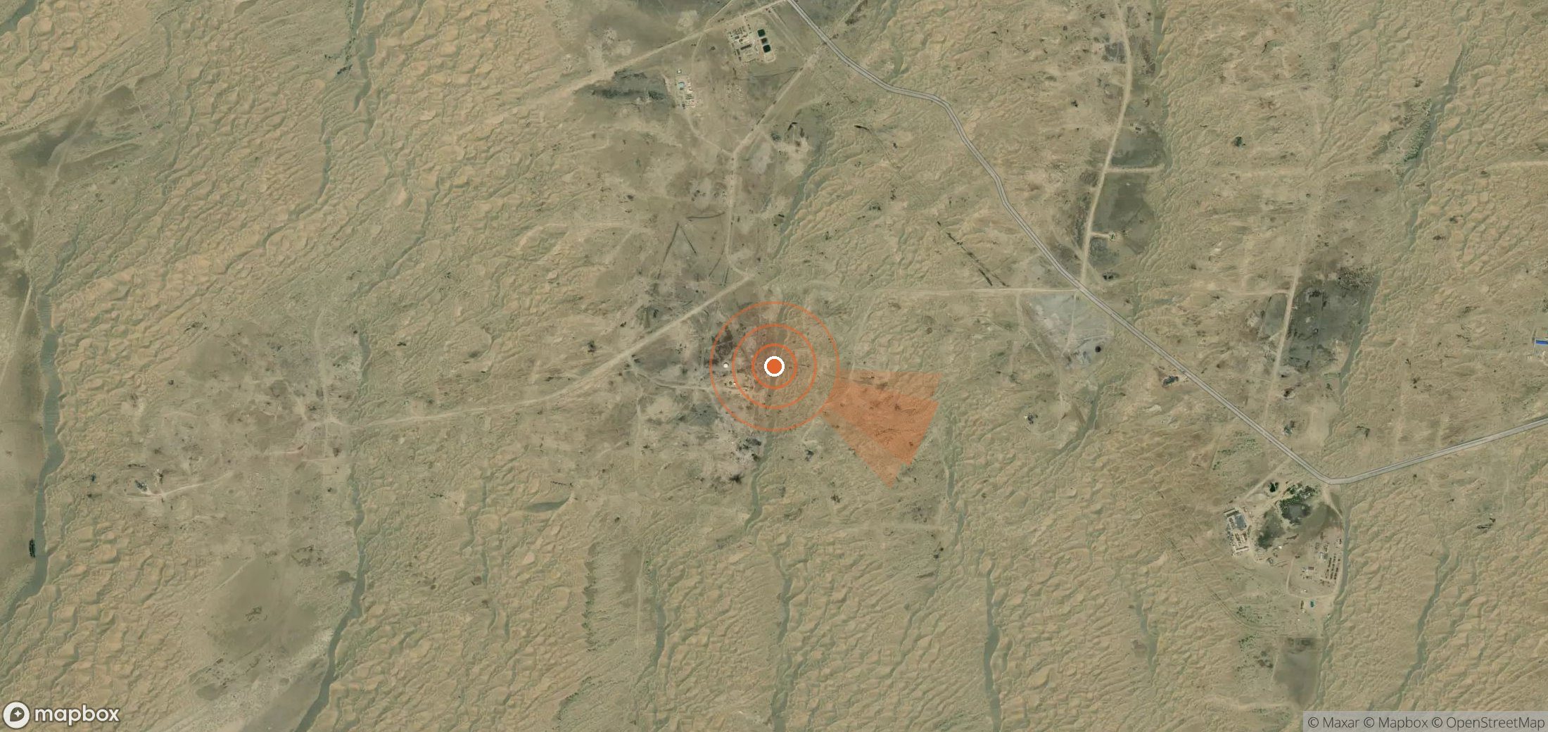 Satellite map of methane plume locations in Turkmenistan