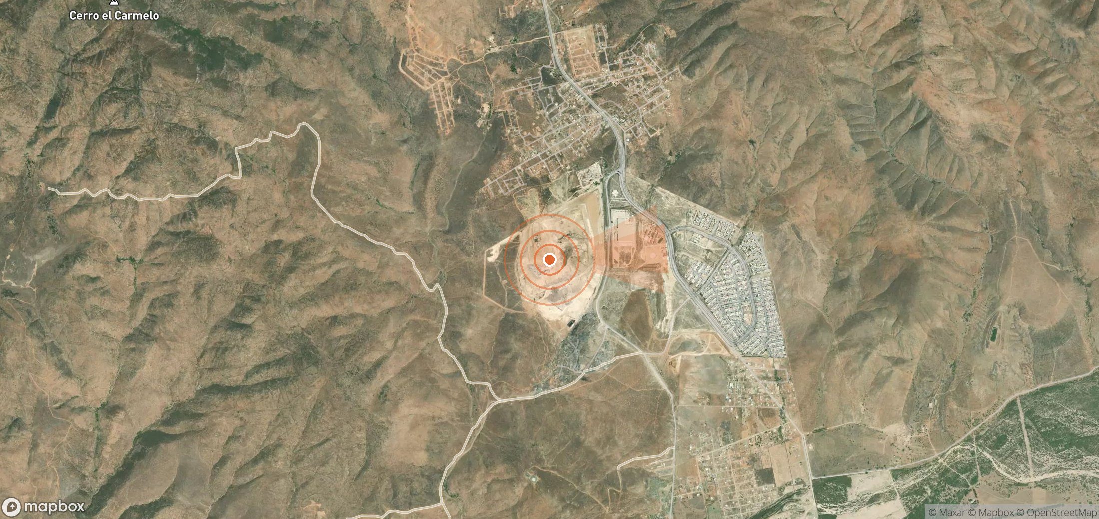 Satellite map of methane plume locations in Mexico