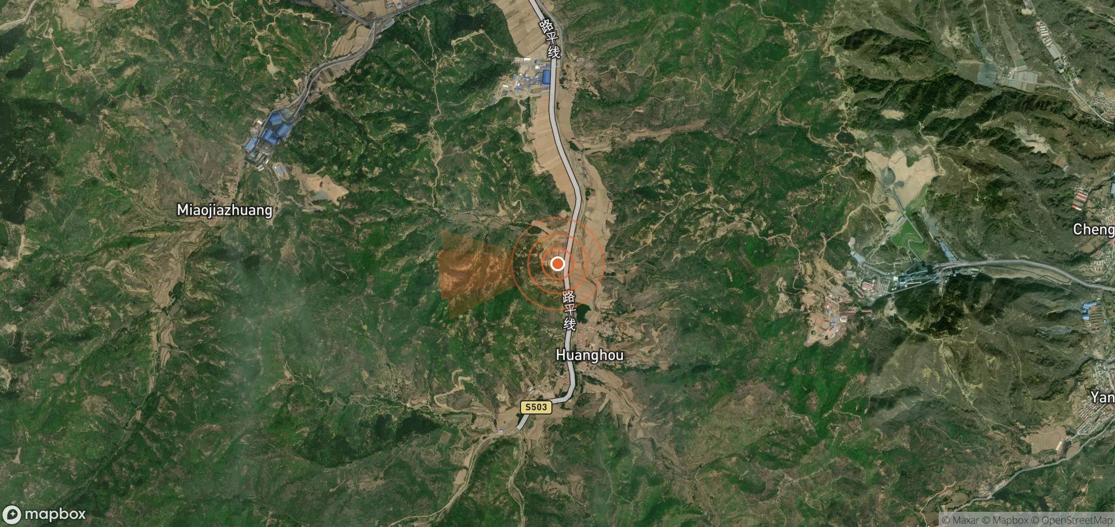 Satellite map of methane plume locations in China