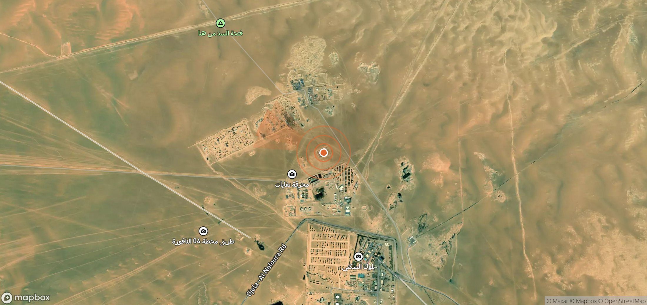 Satellite map of methane plume locations in Libya