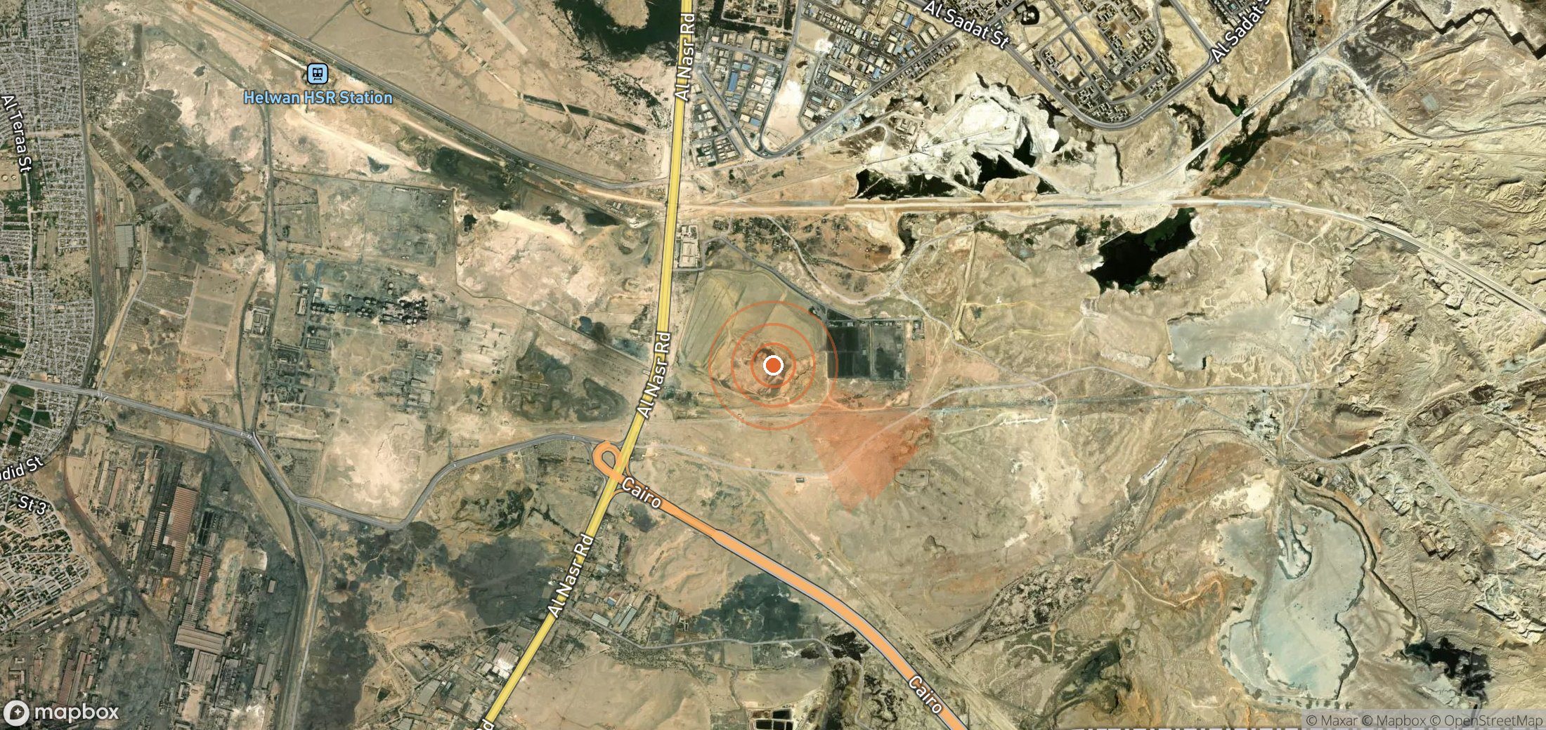 Mapa satelital de plumas de metano en Egipto