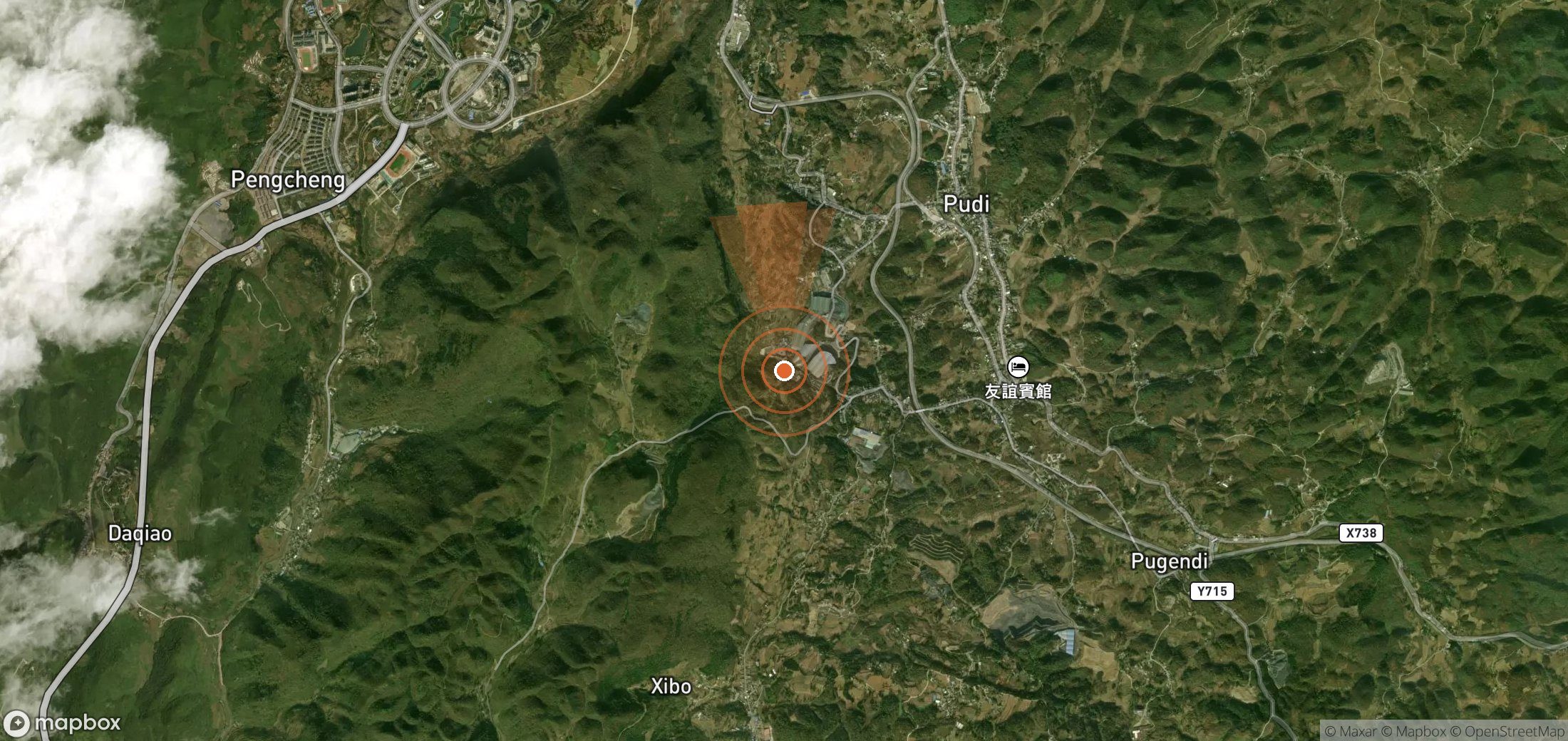 Satellite map of methane plume locations in China