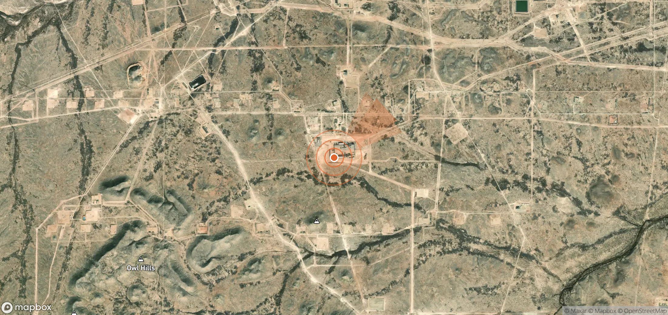 Satellite map of methane plume locations in United States