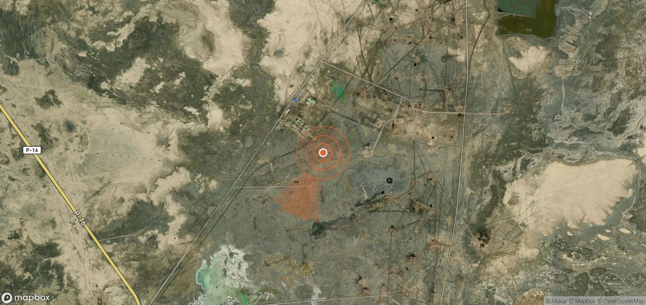 Satellite map of methane plume locations in Turkmenistan