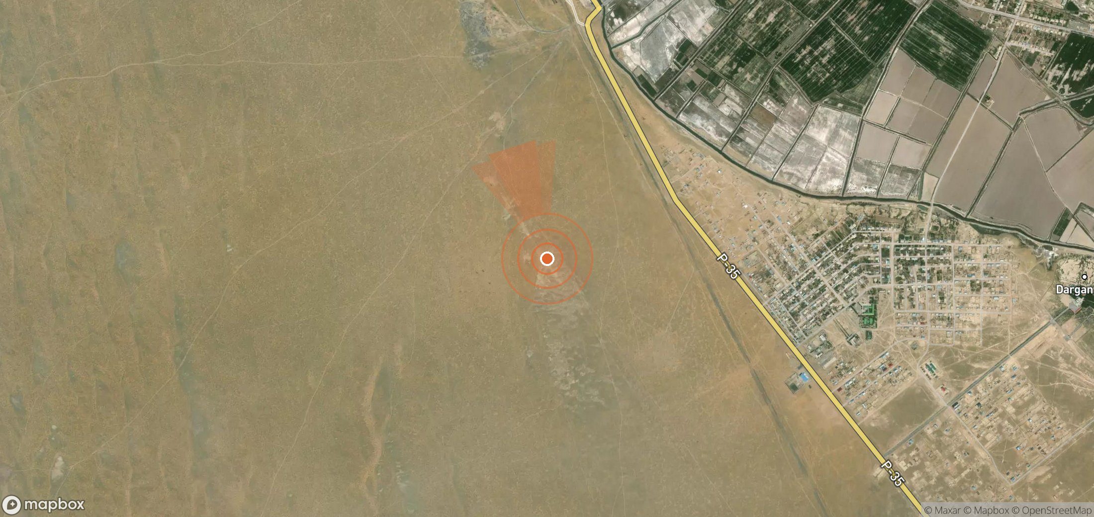 Mapa satelital de plumas de metano en Turkmenistán