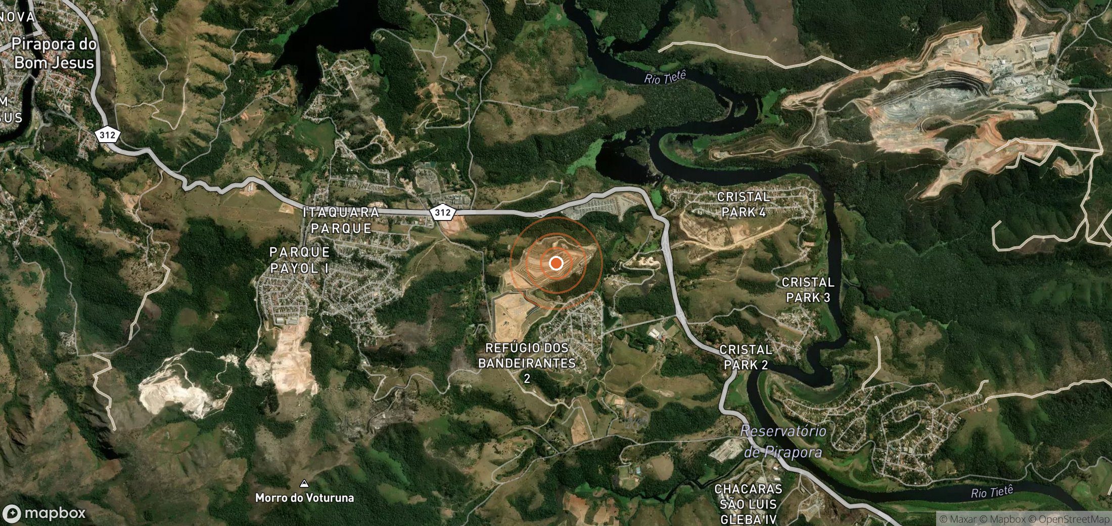 Satellite map of methane plume locations in Brazil