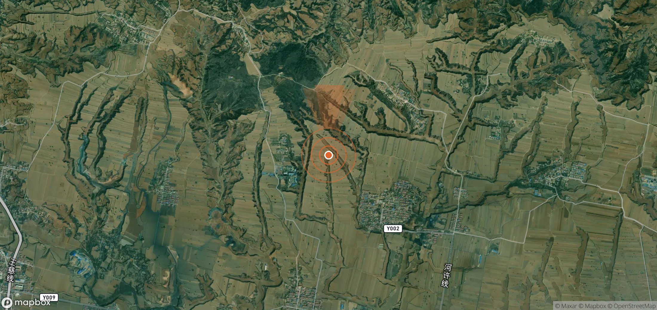 Satellite map of methane plume locations in China