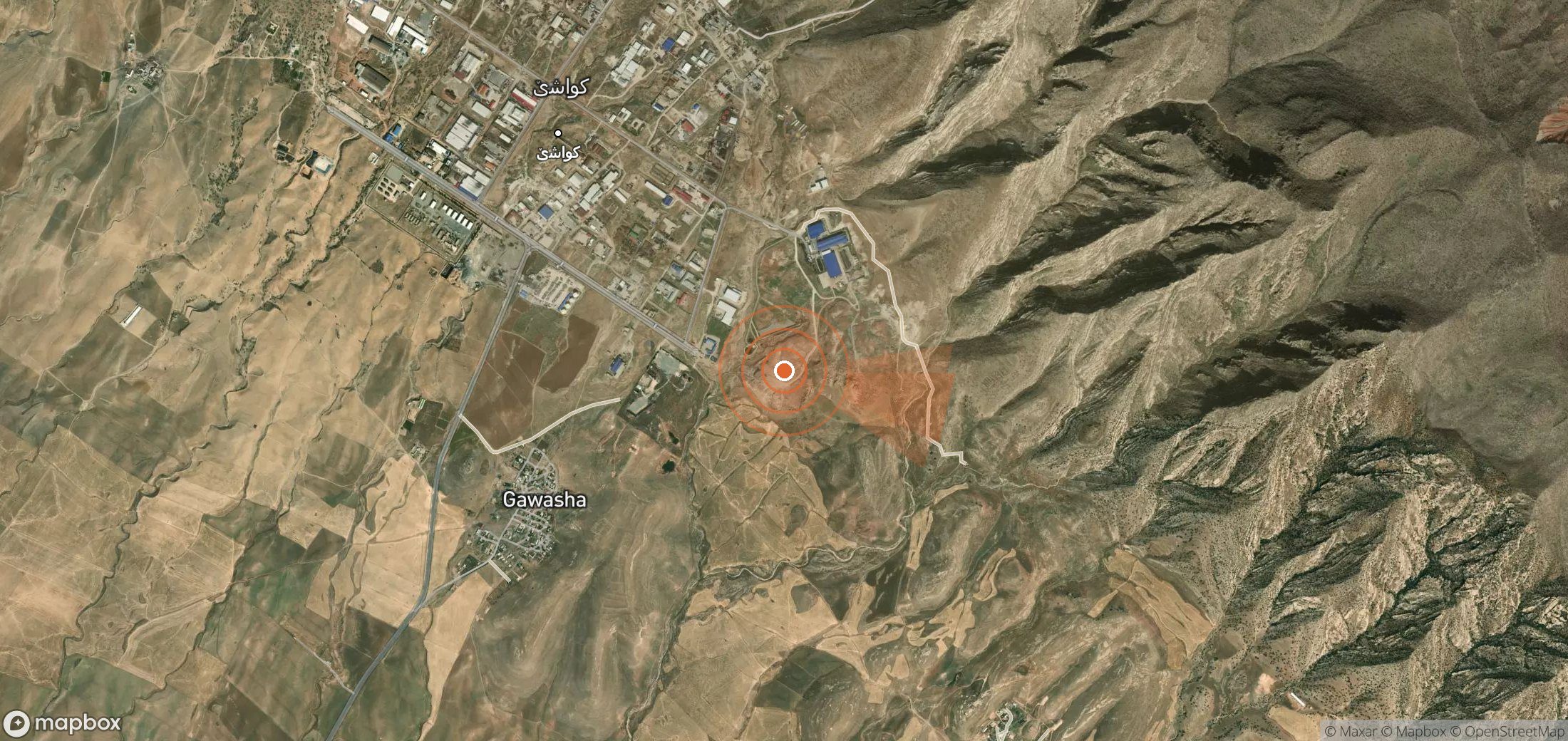 Satellite map of methane plume locations in Iraq