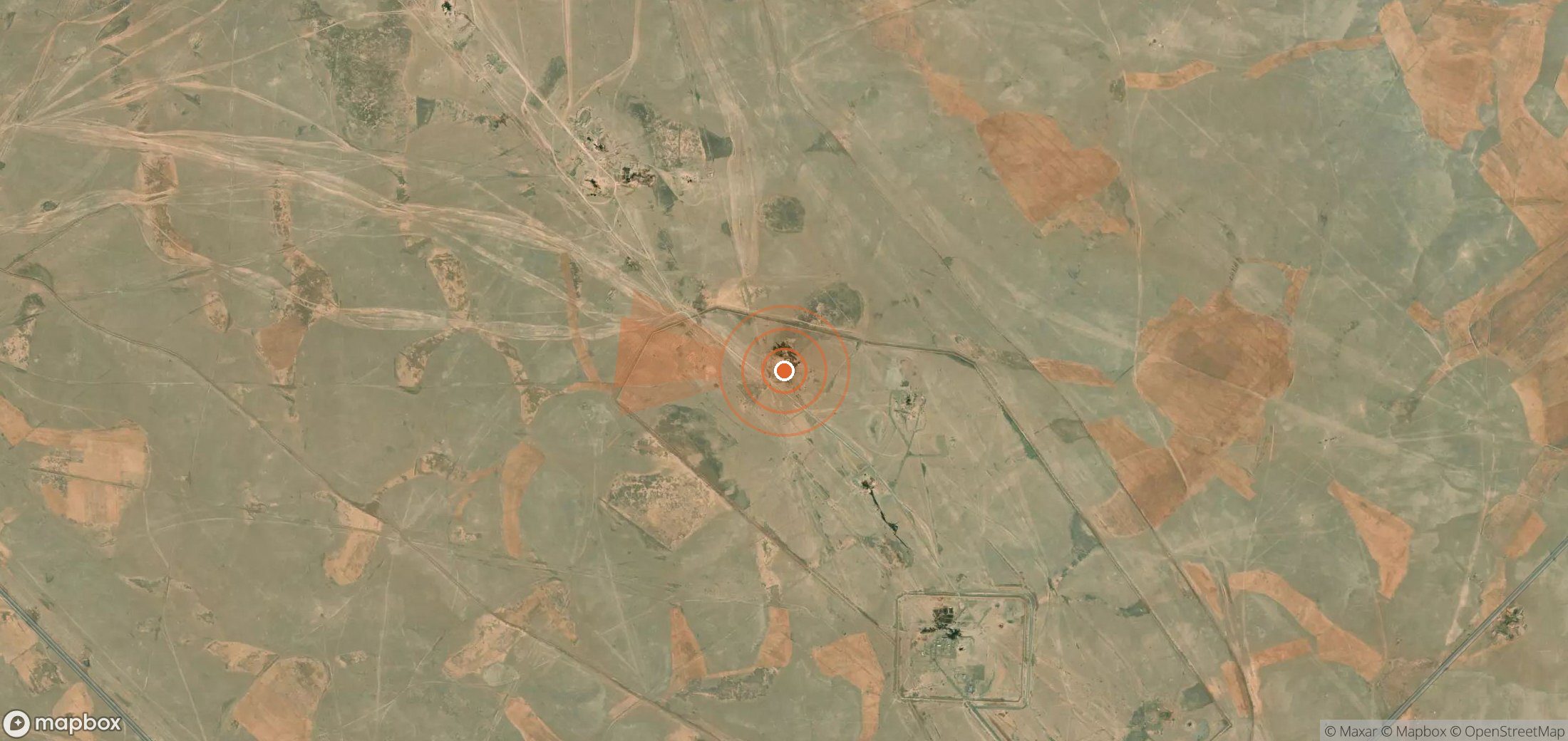 Satellite map of methane plume locations in Syria