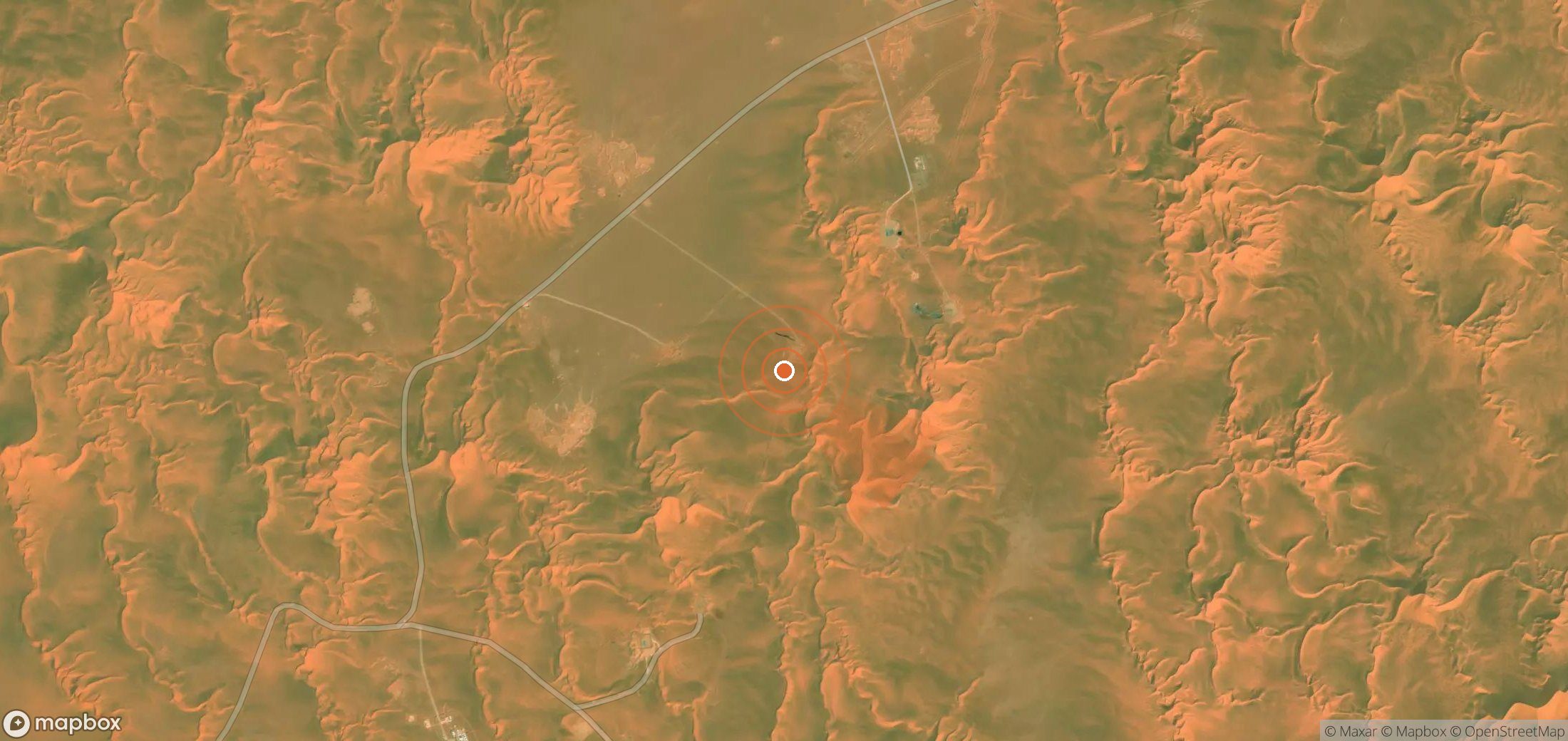 Satellite map of methane plume locations in Algeria