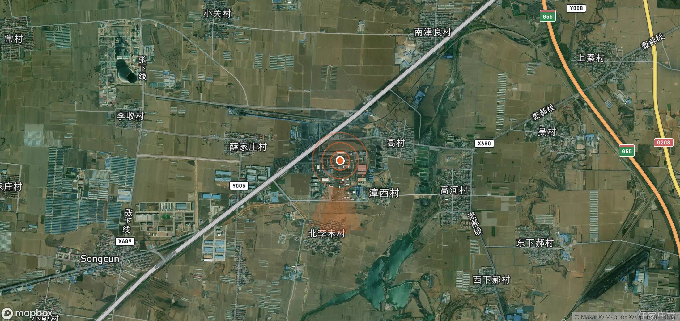 Satellite map of methane plume locations in China