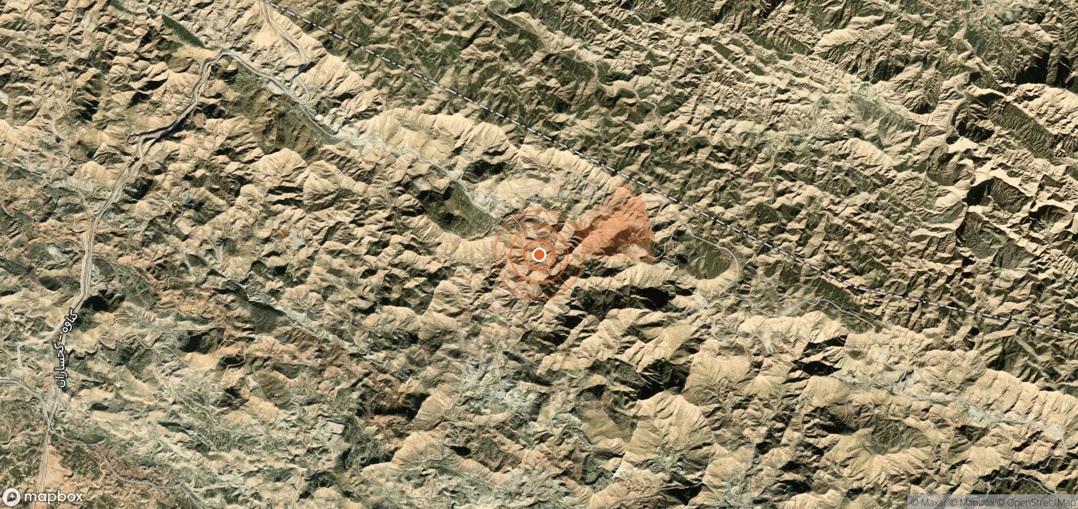 Mapa satelital de plumas de metano en Irán