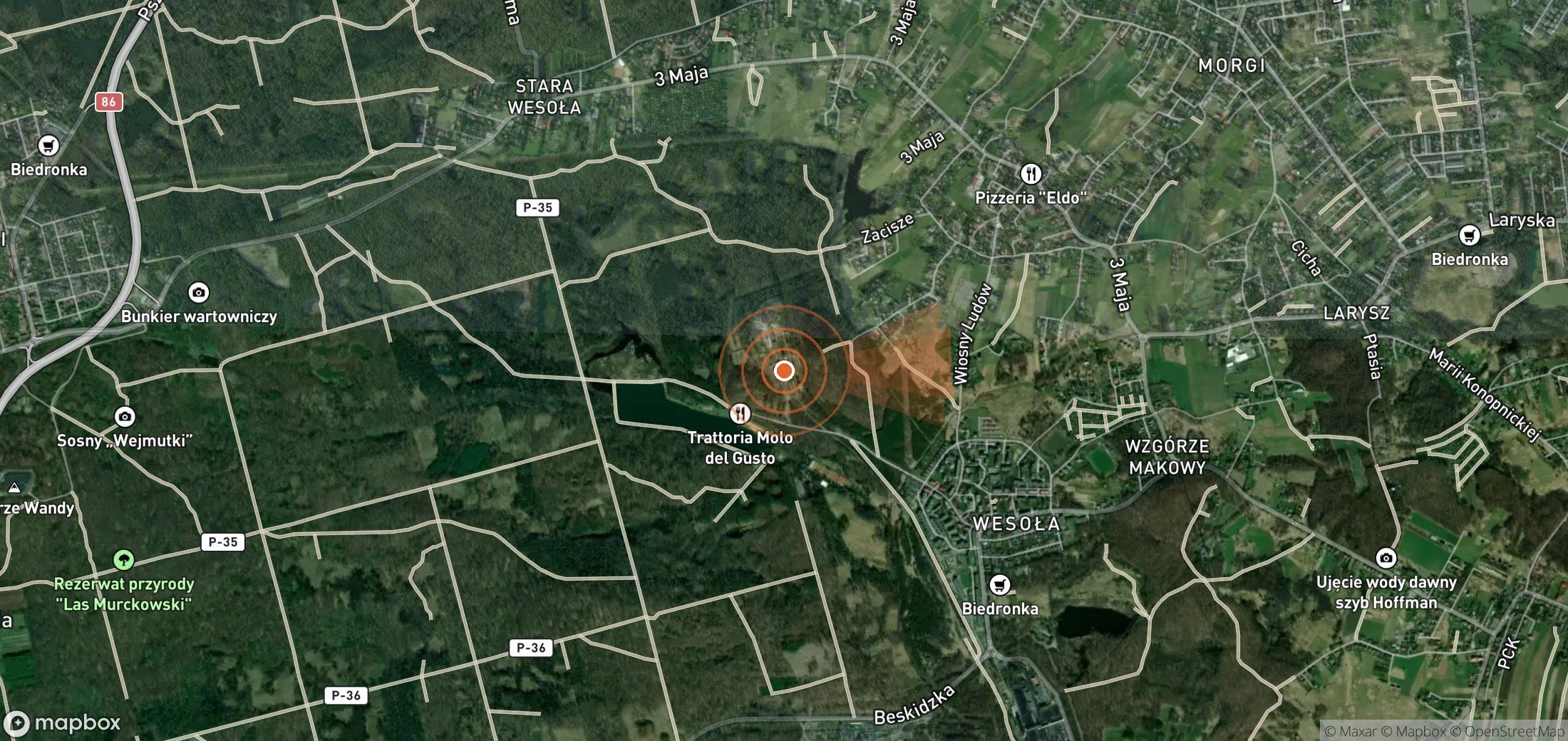 Satellite map of methane plume locations in Poland