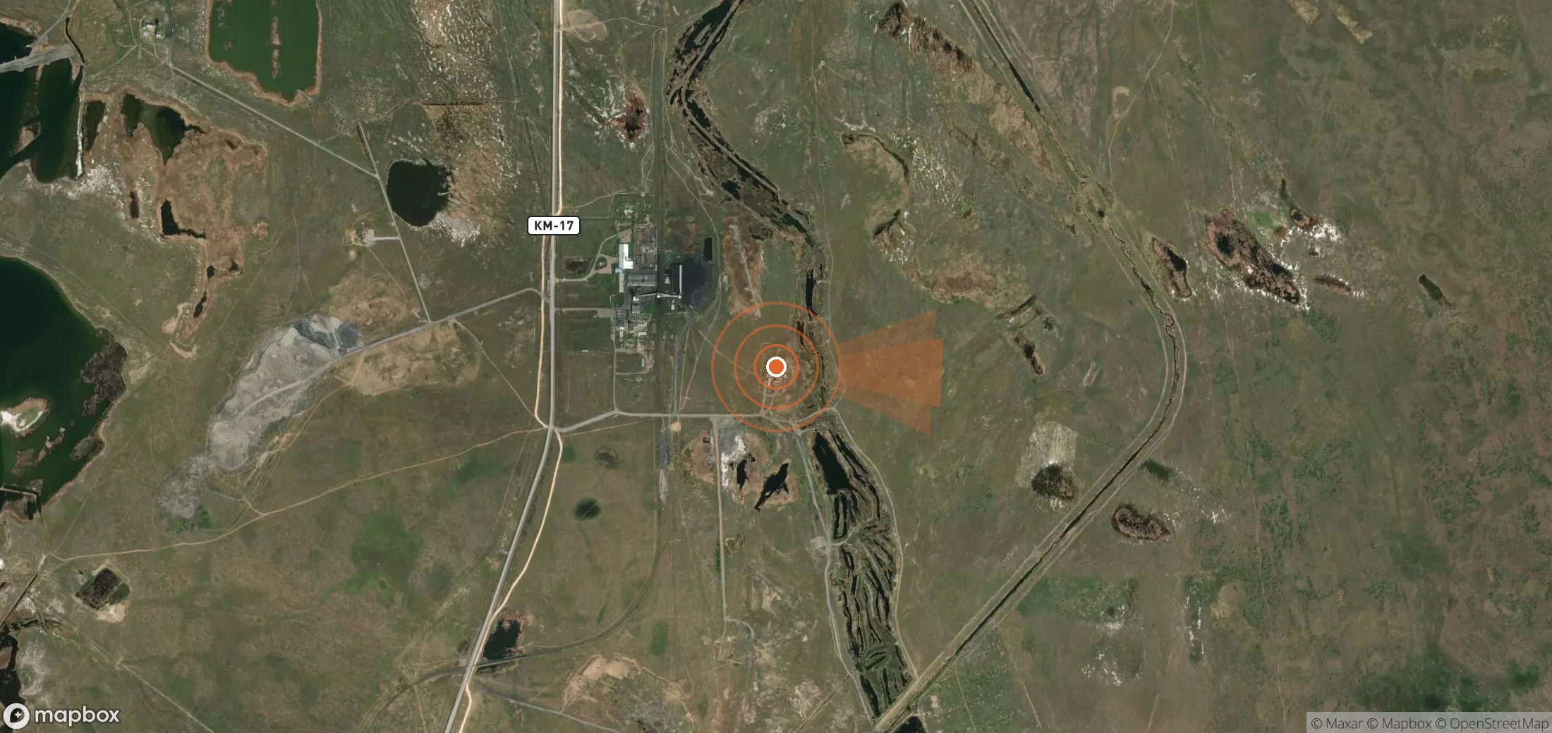 Satellite map of methane plume locations in Kazakhstan