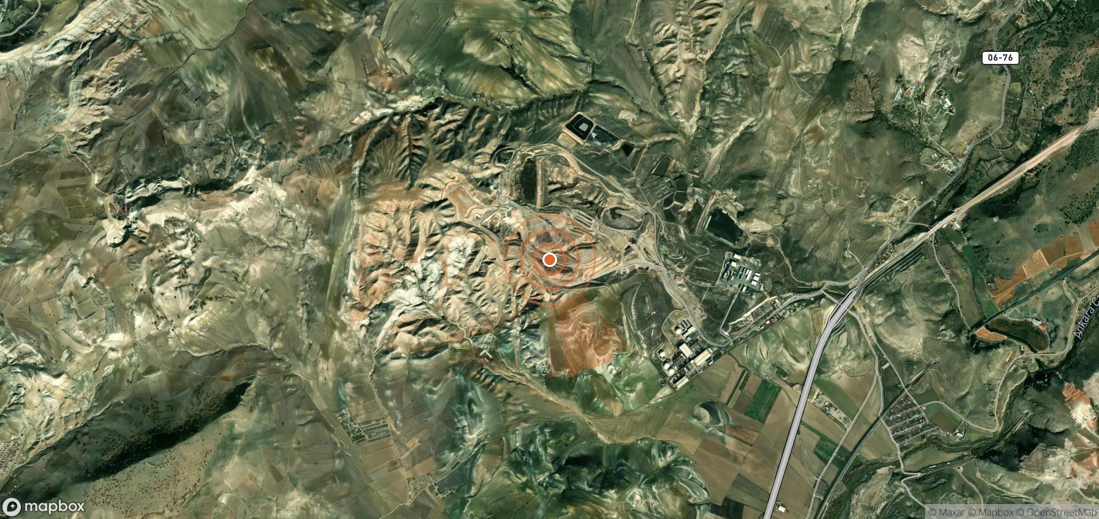 Satellite map of methane plume locations in Türkiye