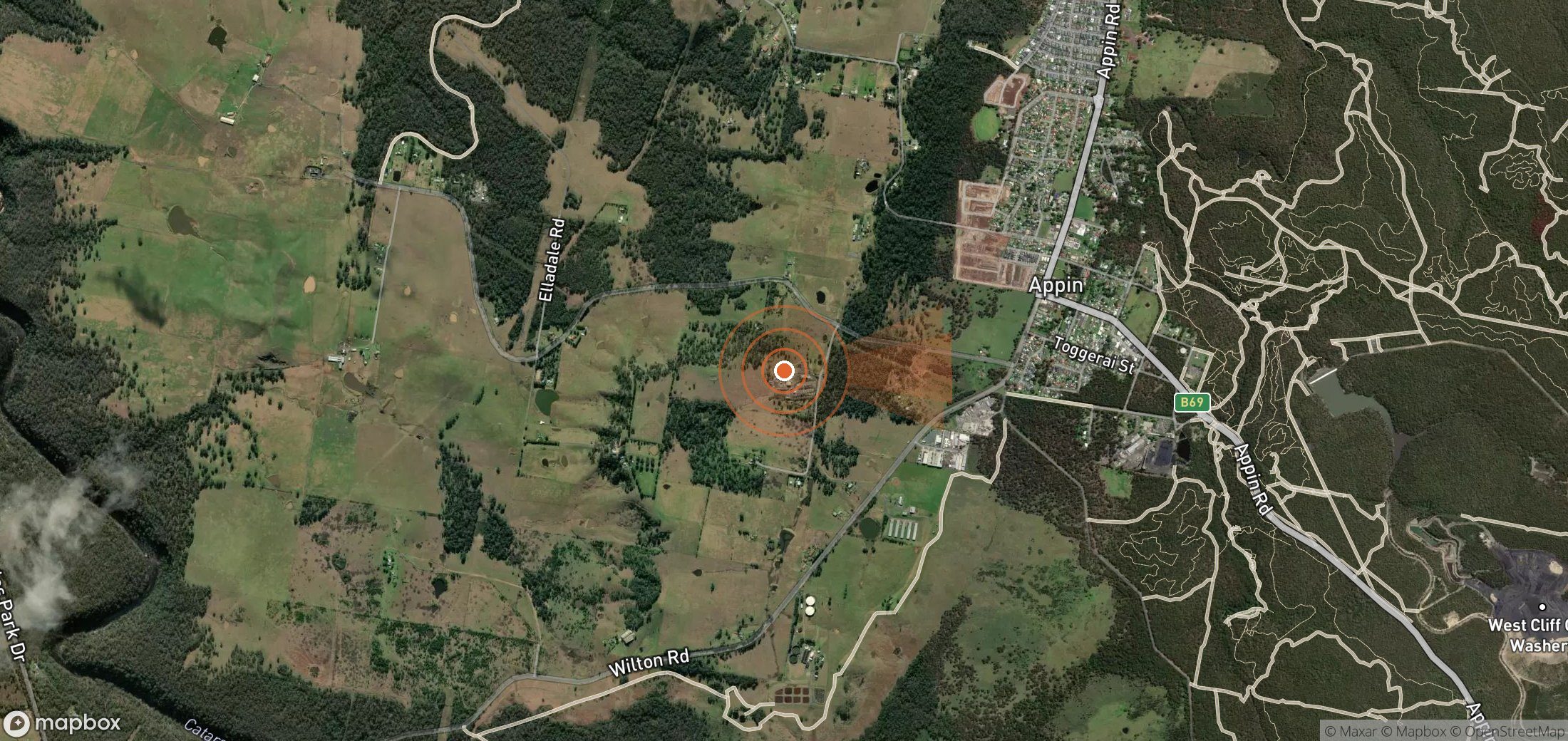 Satellite map of methane plume locations in Australia