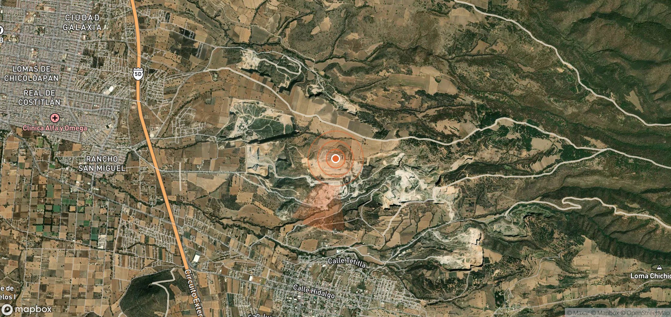 Satellite map of methane plume locations in Mexico
