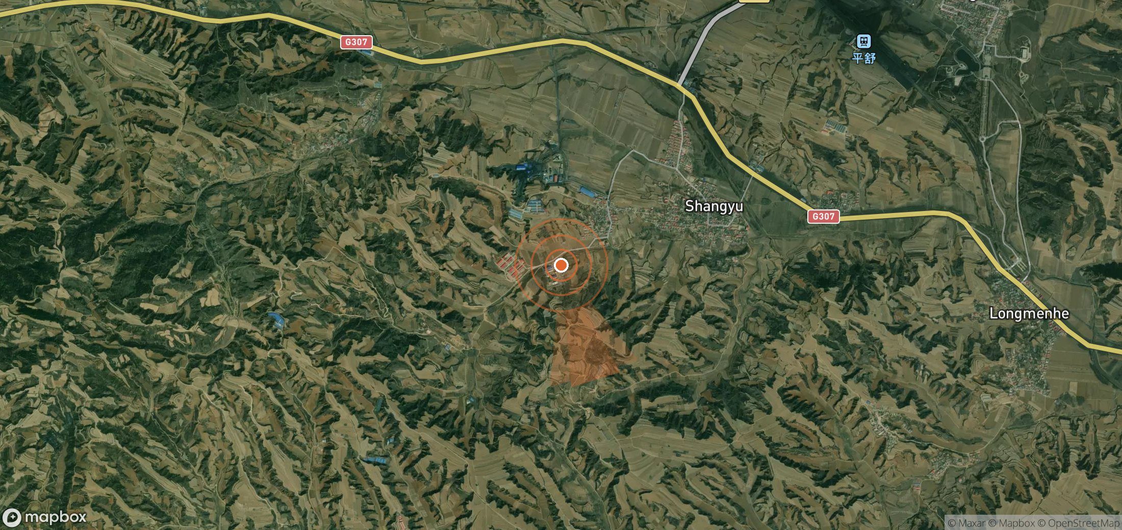 Mapa satelital de plumas de metano en China