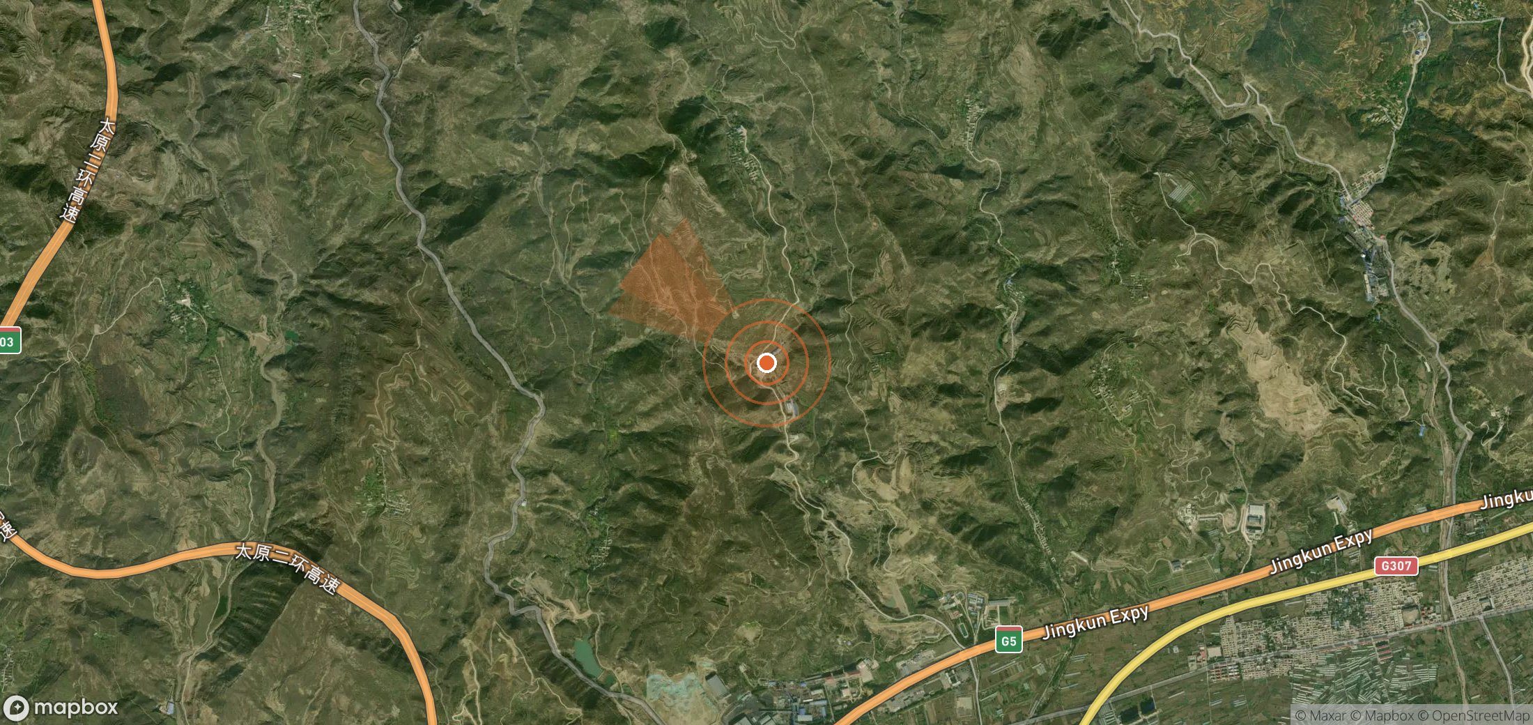 Satellite map of methane plume locations in China