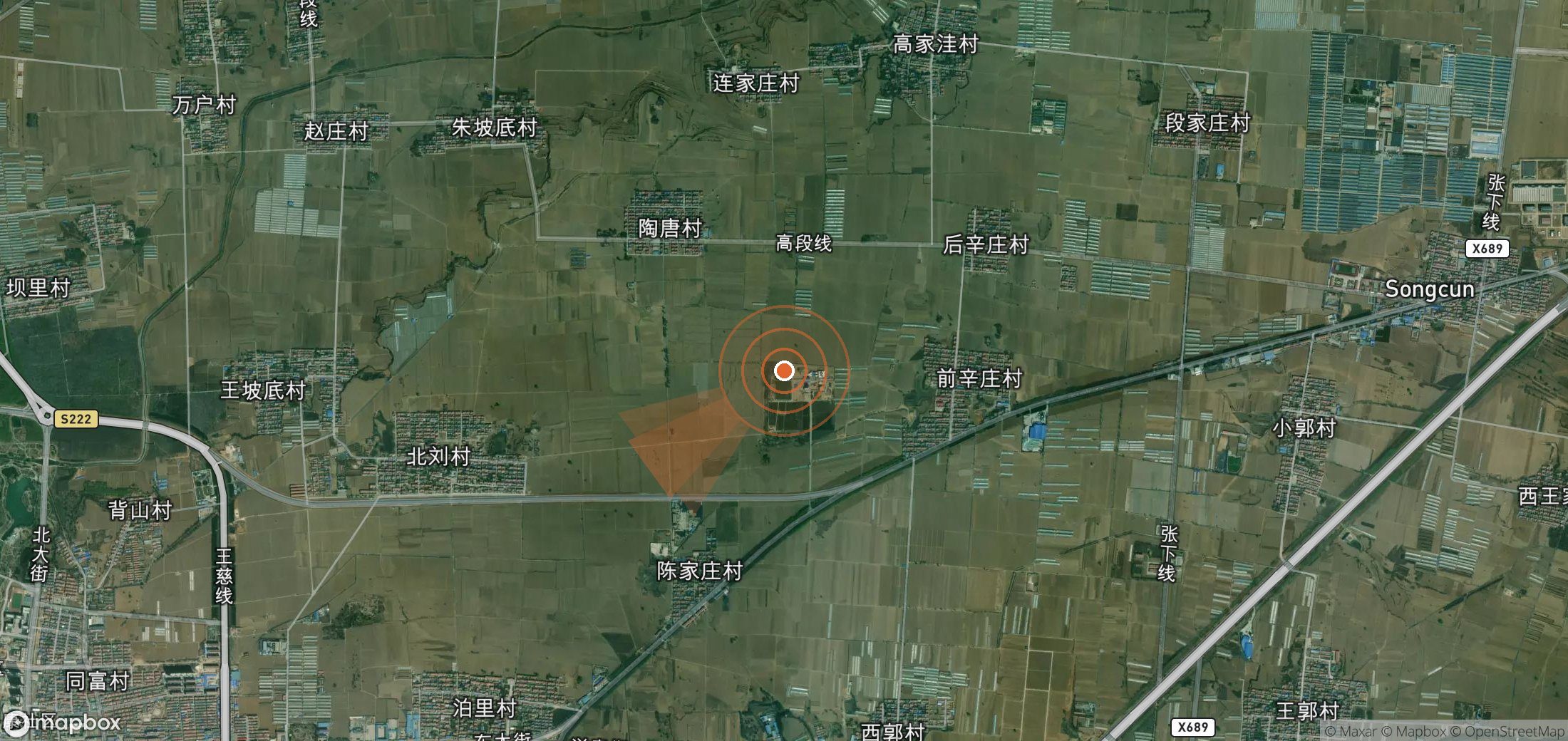 Satellite map of methane plume locations in China