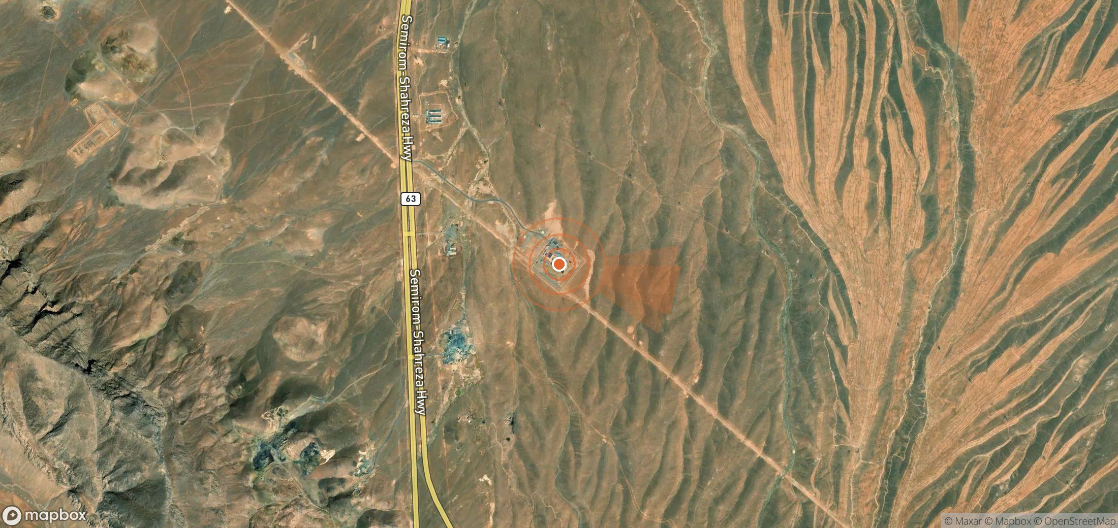 Mapa satelital de plumas de metano en Irán