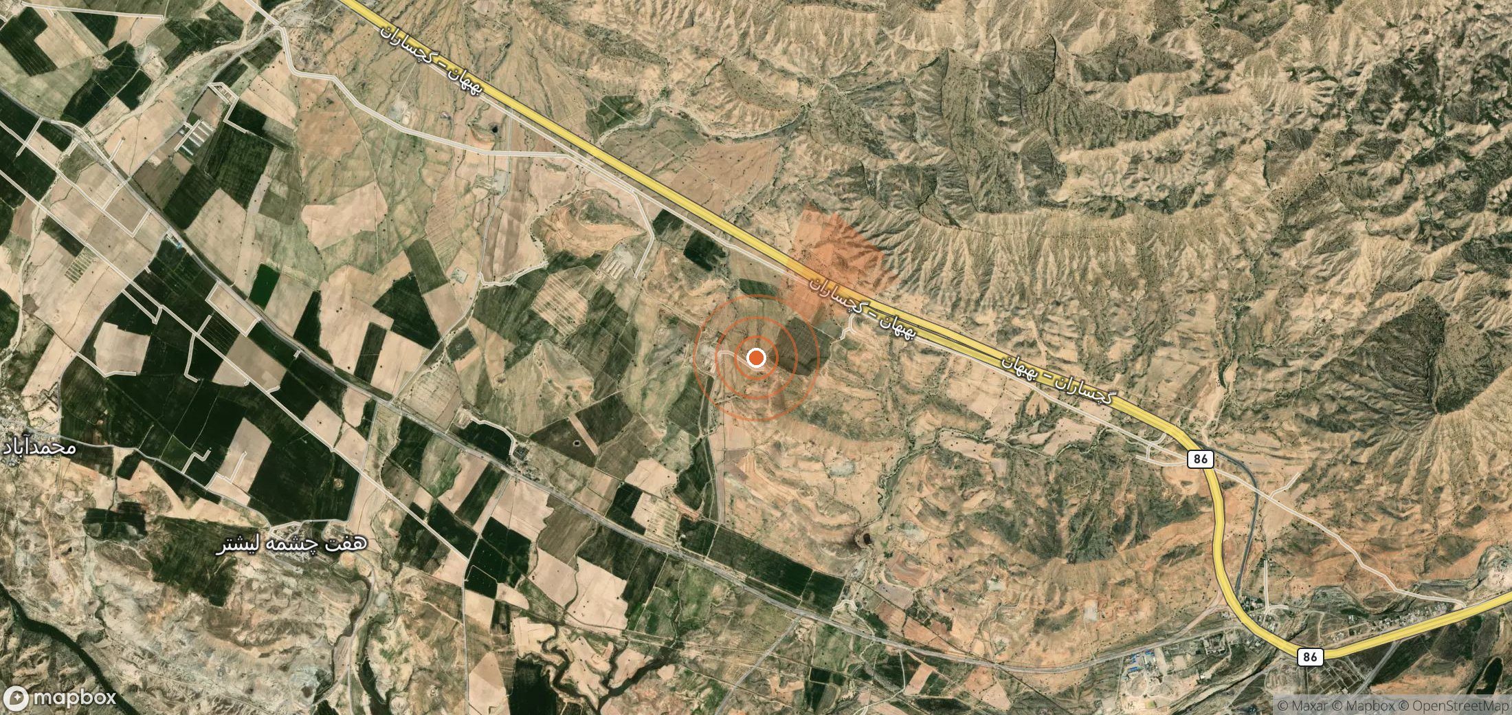 Satellite map of methane plume locations in Iran