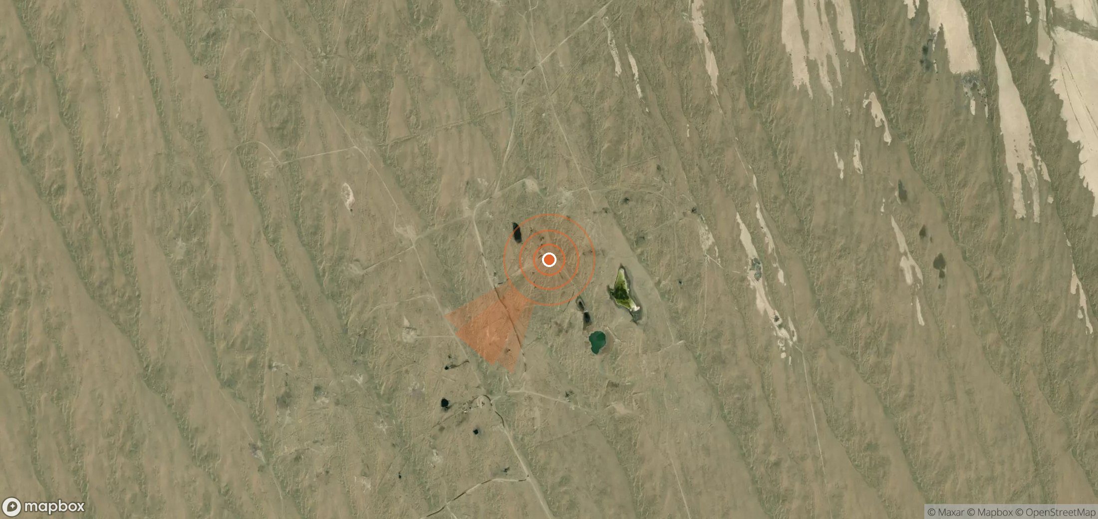 Satellite map of methane plume locations in Turkmenistan
