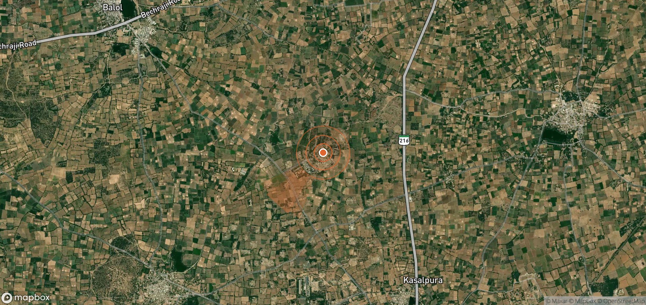 Satellite map of methane plume locations in India