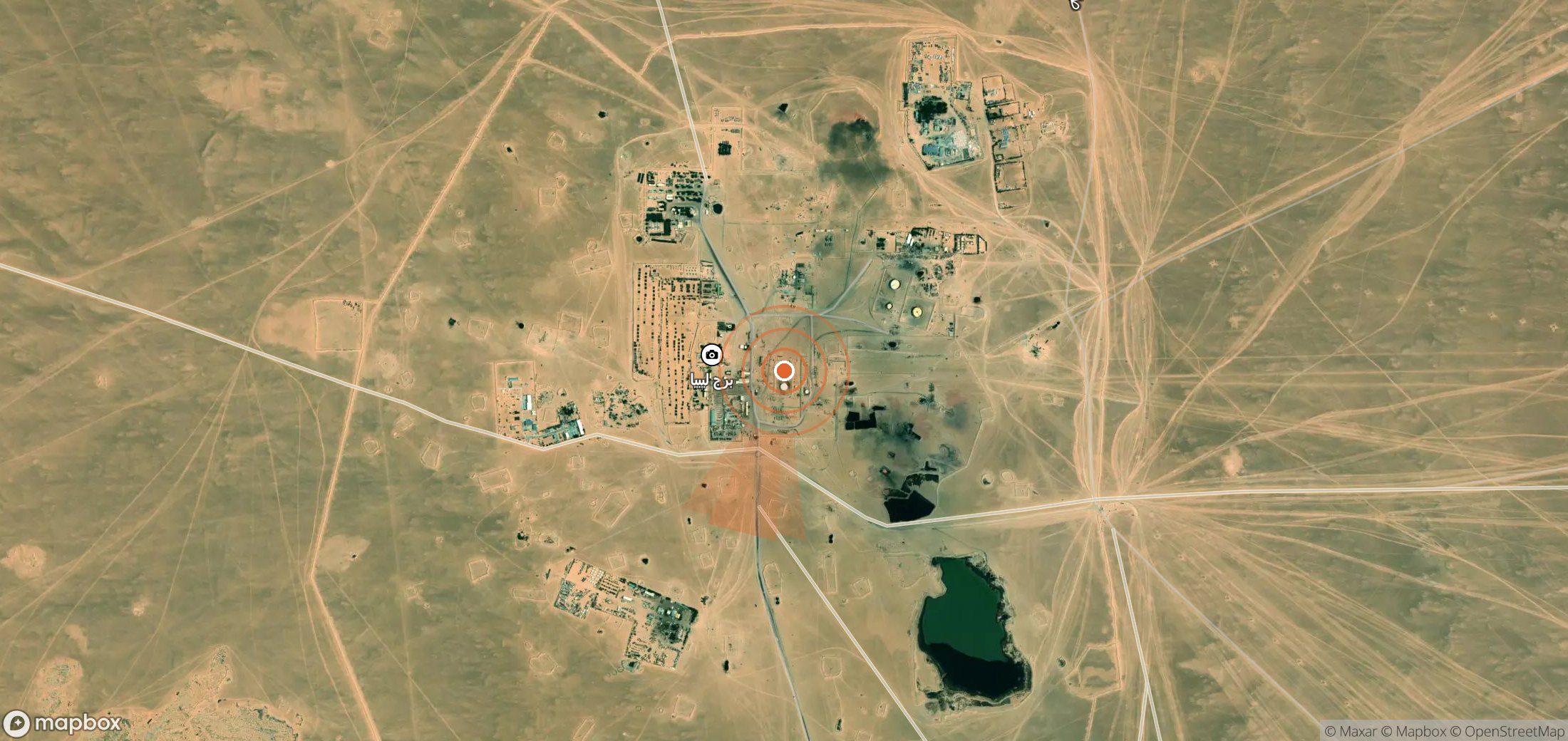 Satellite map of methane plume locations in Libya