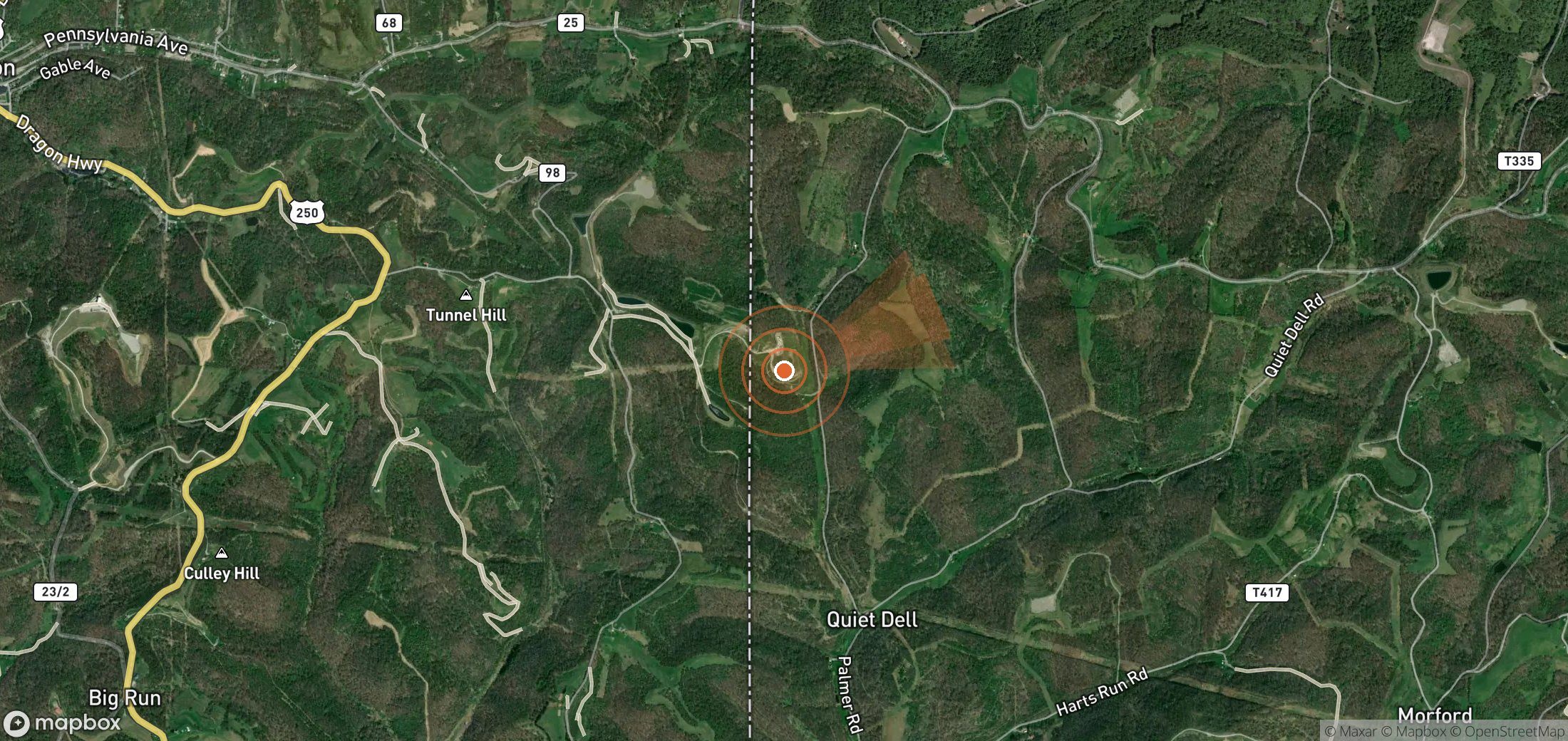 Satellite map of methane plume locations in United States