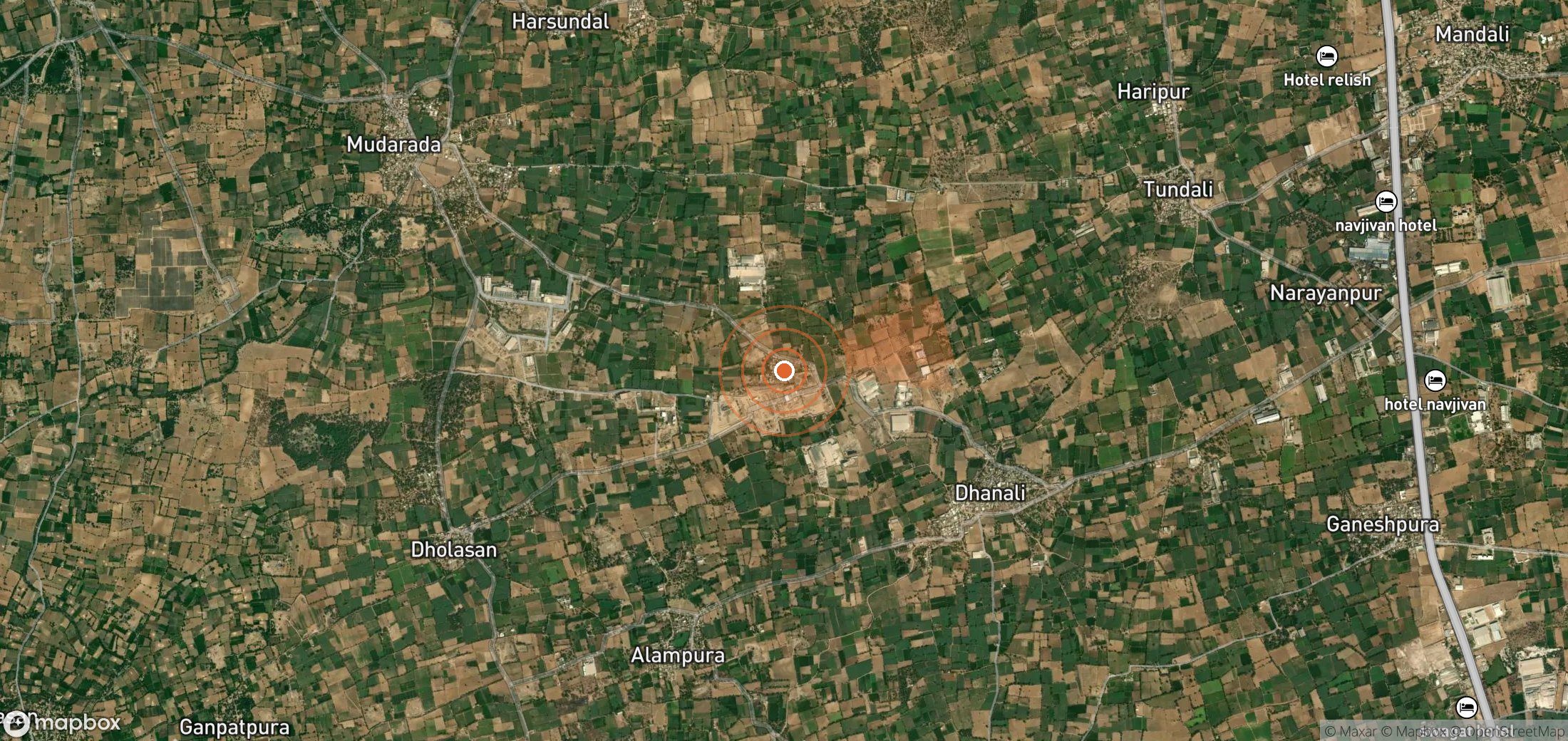 Satellite map of methane plume locations in India