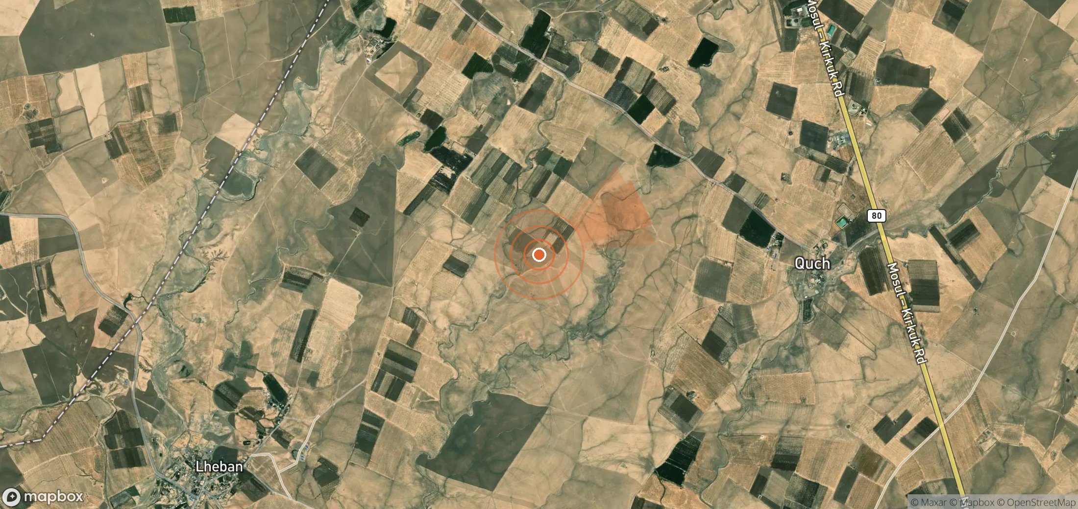 Mapa satelital de plumas de metano en Irak