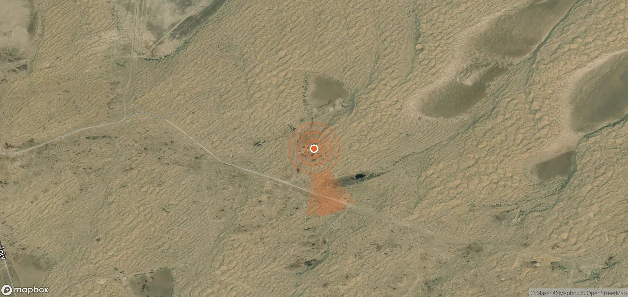 Satellite map of methane plume locations in Turkmenistan