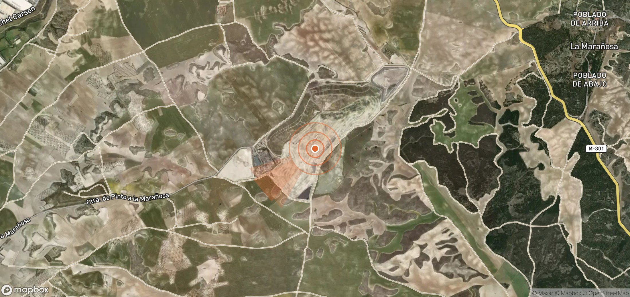Mapa satelital de plumas de metano en España