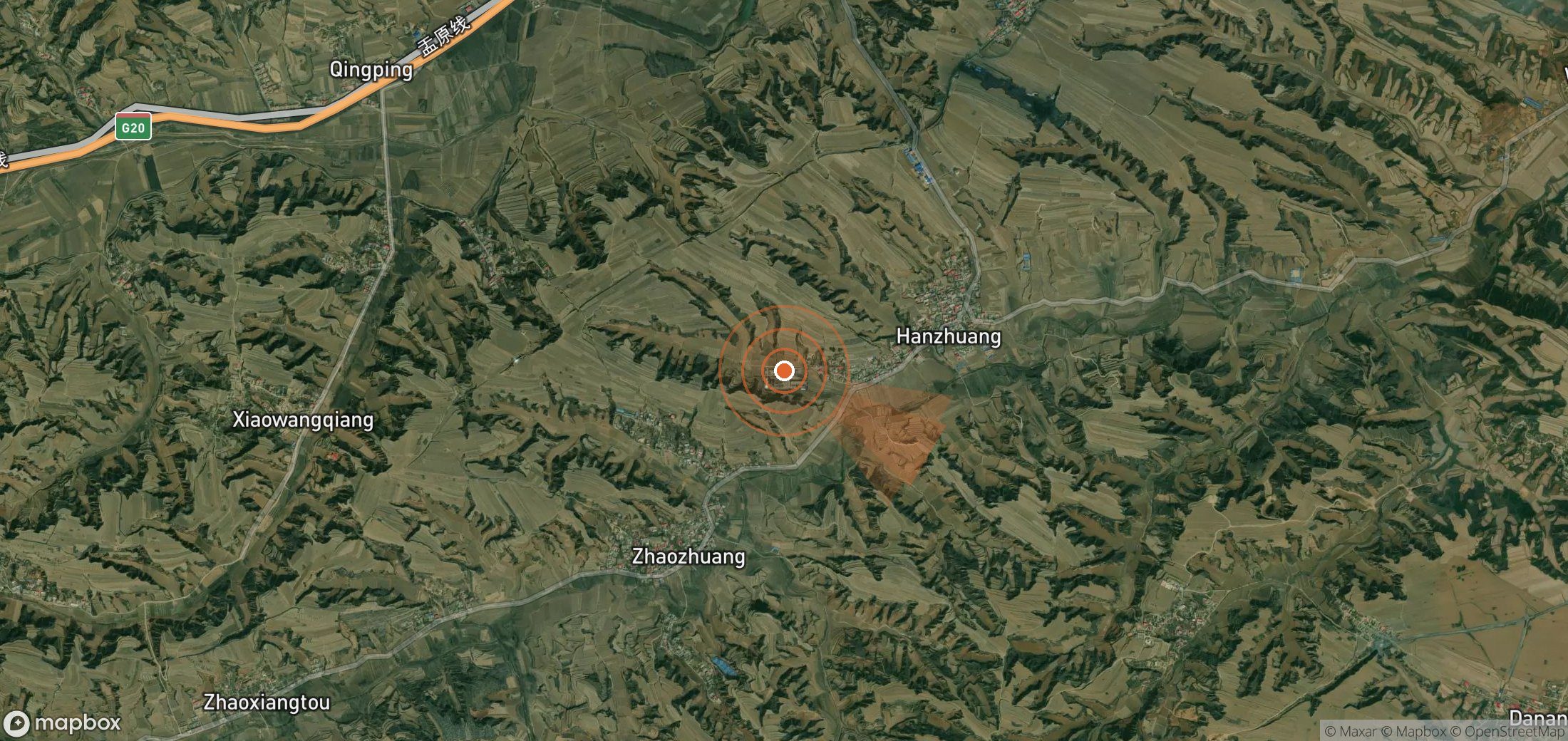 Satellite map of methane plume locations in China
