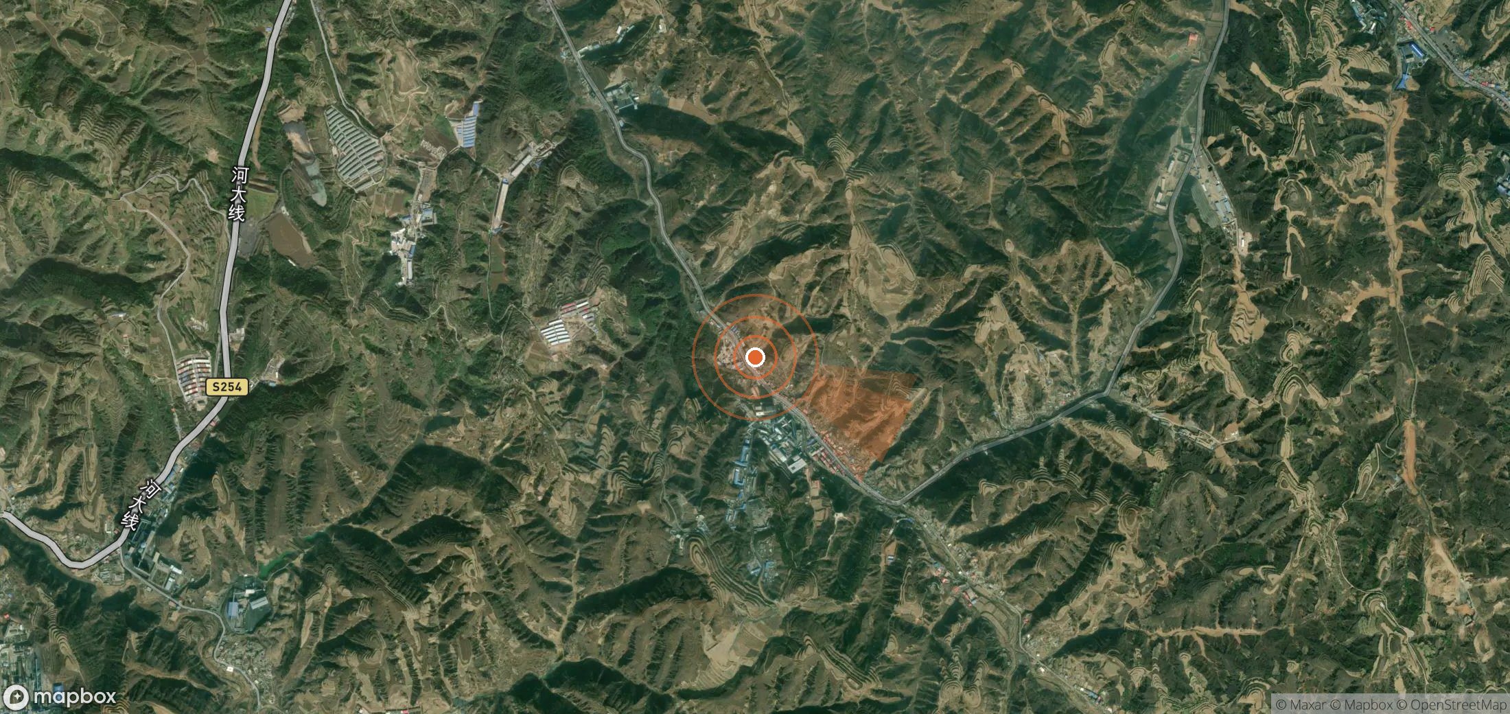 Mapa satelital de plumas de metano en China