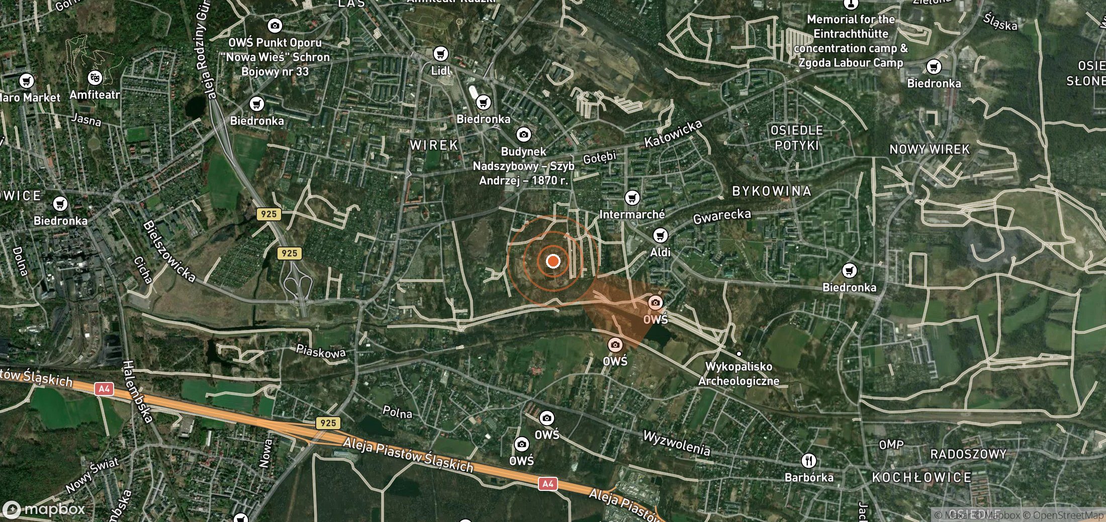 Satellite map of methane plume locations in Poland