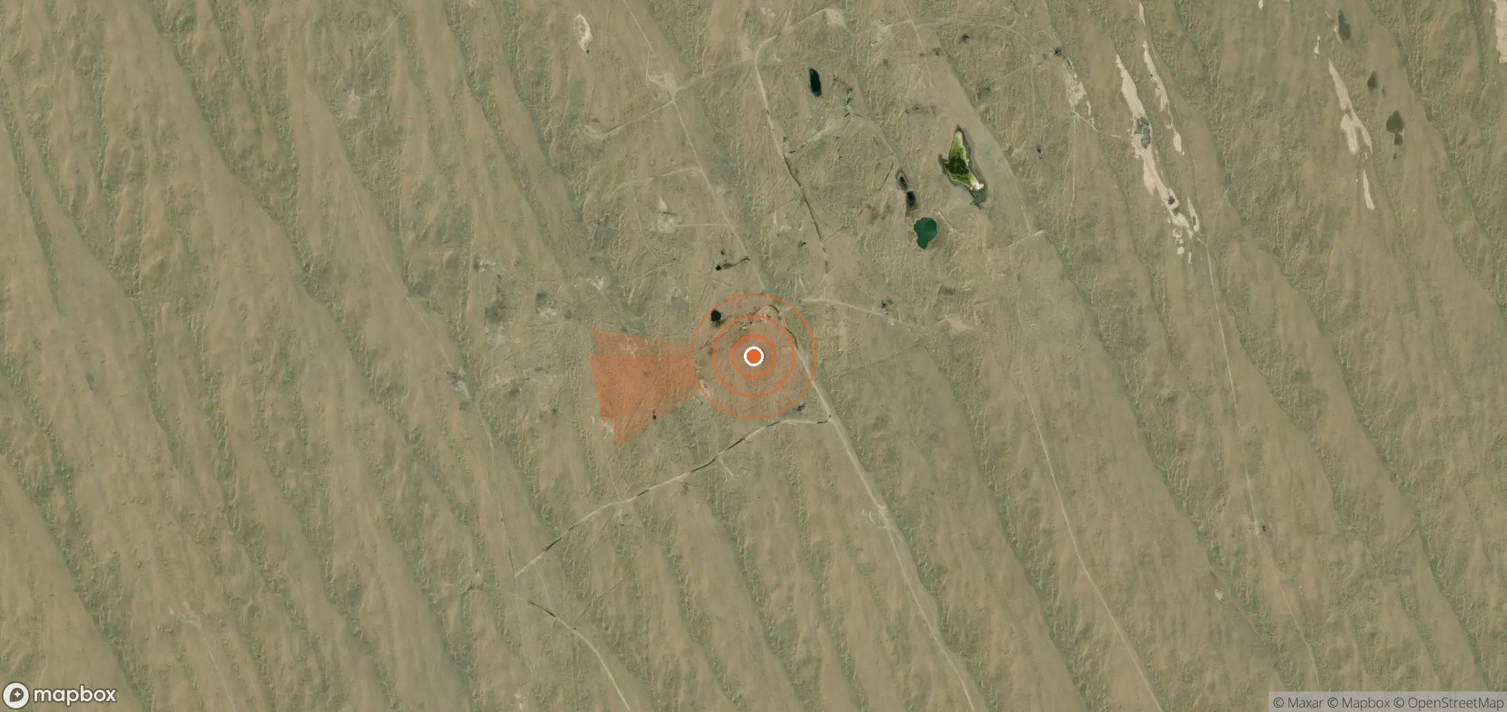 Mapa satelital de plumas de metano en Turkmenistán